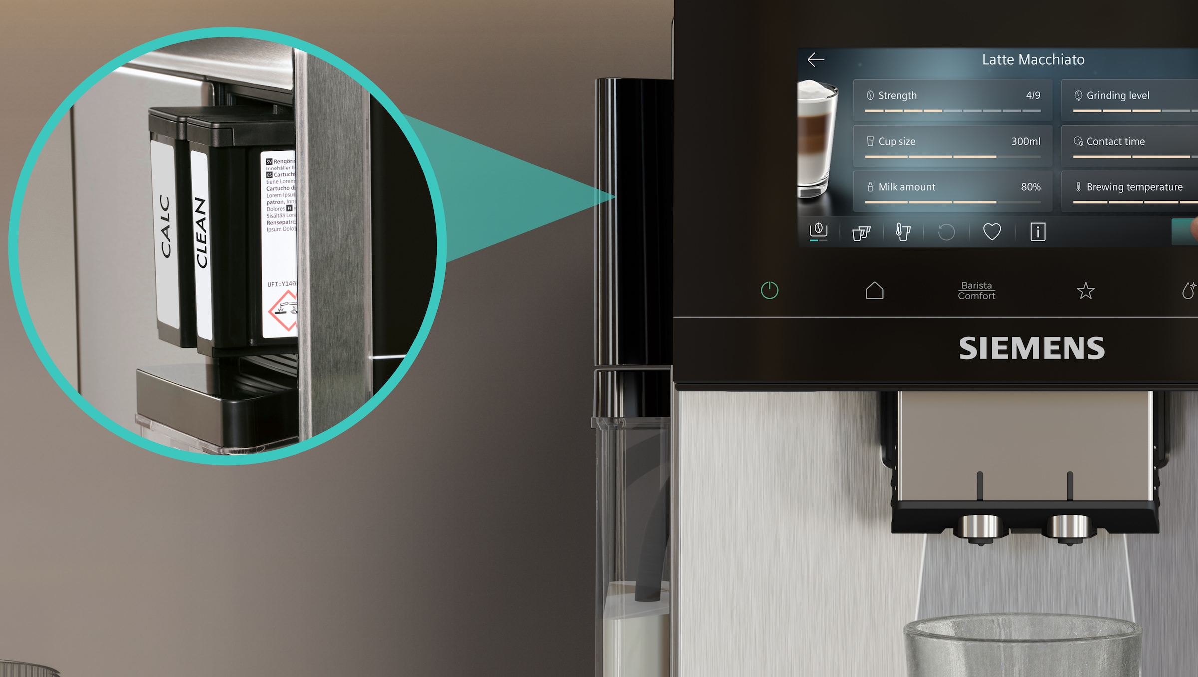 SIEMENS Kaffeevollautomat »TQ923EZ3« farbiges 6.8'' TFT-Display, individuelle Aromaeinstellung, Edelstahl