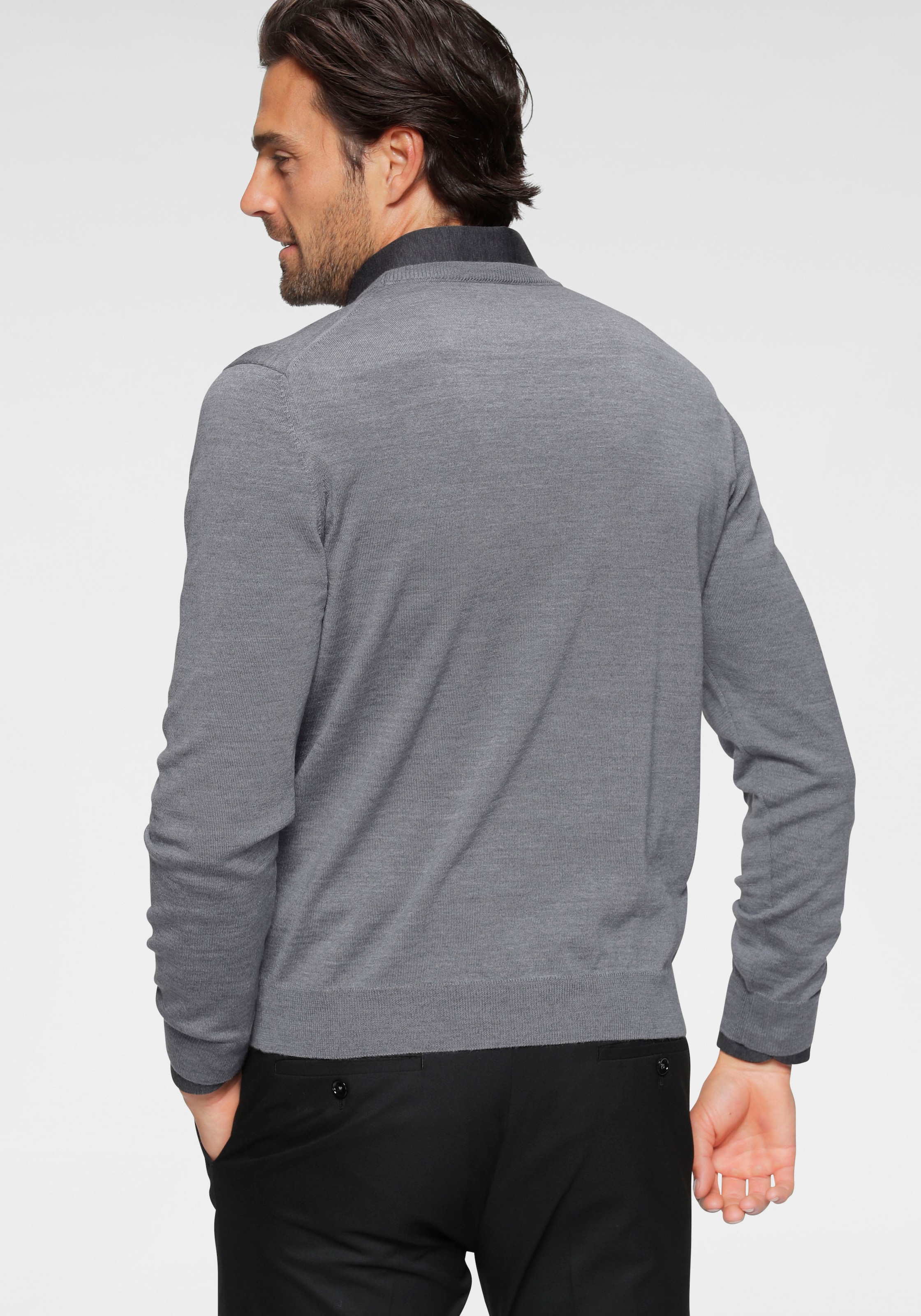 OLYMP Rundhalspullover »OLYMP Strick Casual«, moderner Strickpullover