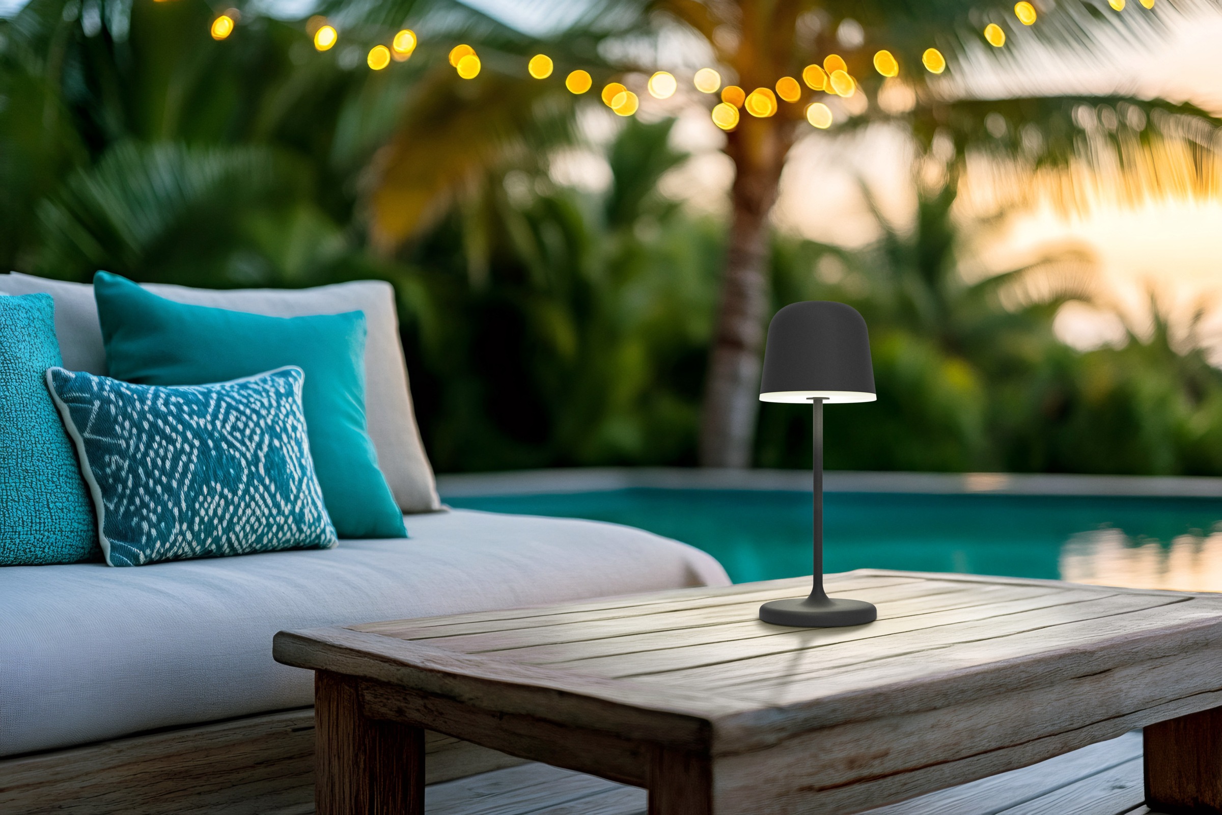 EGLO Tischleuchte »MANNERA-S Tischlampe - Alu, Stahl - LED - 1,8W - IP54« LED-Modul 1 Stk. Neutralweiß | Warmweiß Akku Außentischleuchte, Gartenlampe m. Erdspieß, H20 x Ø7,5 cm