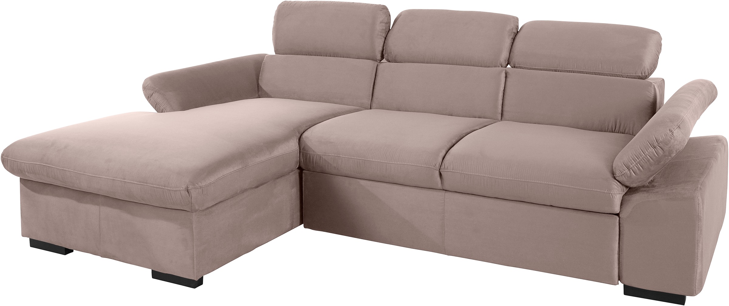 COTTA Ecksofa »Lola L-Form mit Kopfteilfunktion & Hocker«, (Set, mit Hocker), wahlweise mit Bettfunktion, Bettkasten & Armteilverstellung