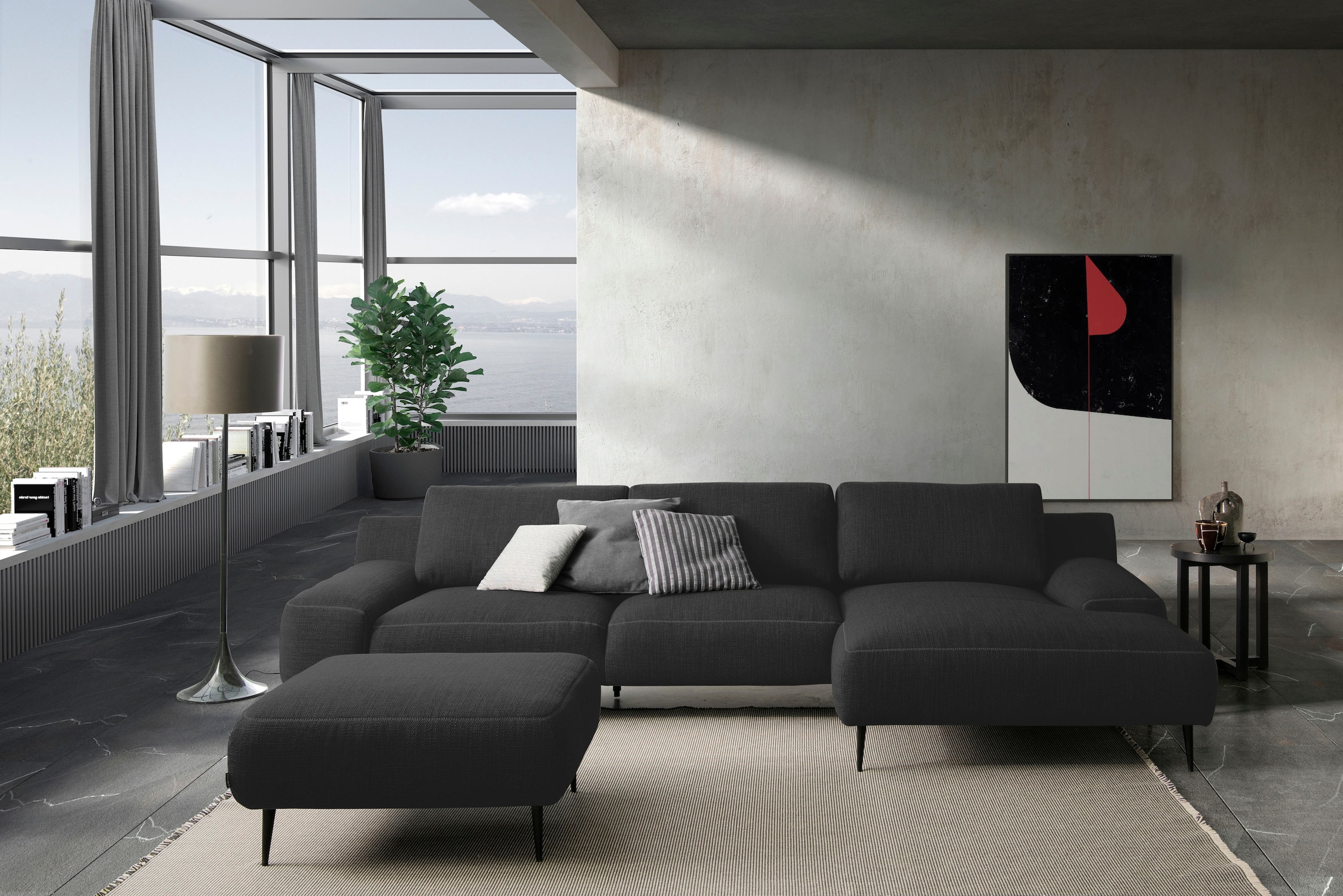 designwerk Hocker »Forma, zeitloser Desighocker mit aktuellem Fuß«, in hochwertiger Verarbeitung & tollem Sitzkomfort