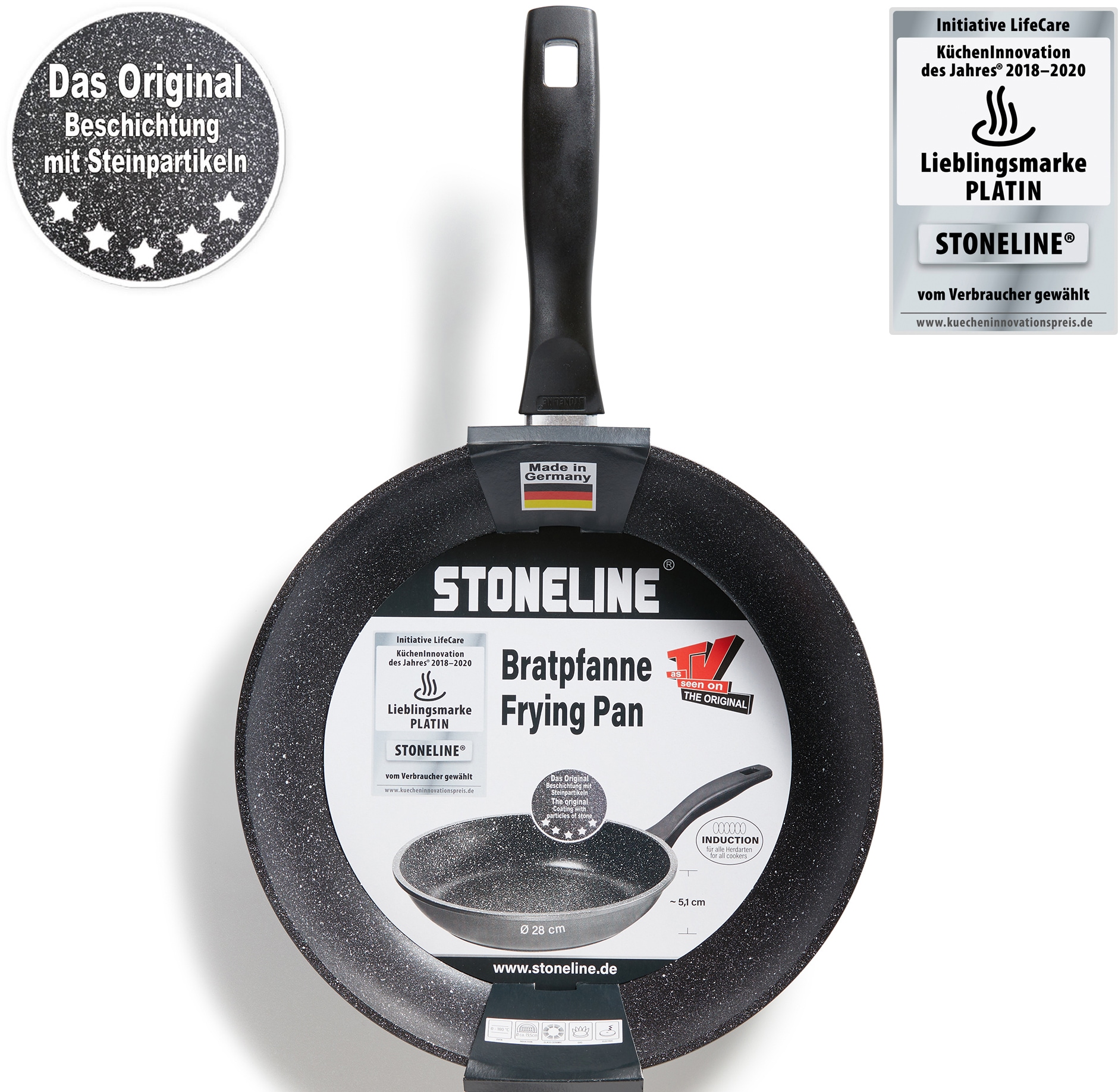 STONELINE Bratpfanne, Aluminium, (1 STONELINE®- XXL Keramikbeschichtung, tlg.), 3 Jahren Induktion mit Garantie