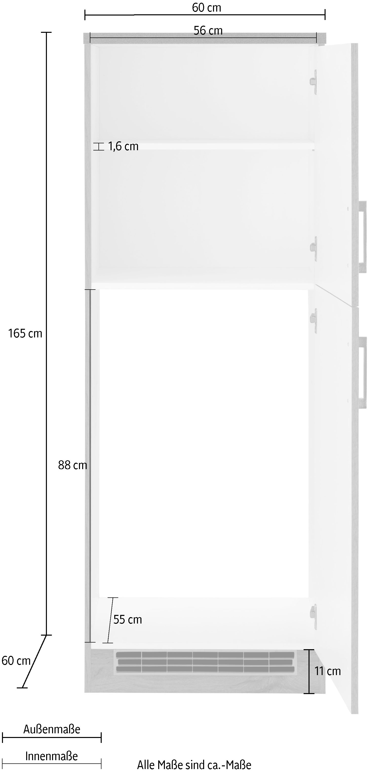 HELD MÖBEL Kühlumbauschrank »Colmar«, 60 88 cm Rechnung Nische Einbaukühlschrank für cm 165 geeignet auf breit, hoch, cm bestellen