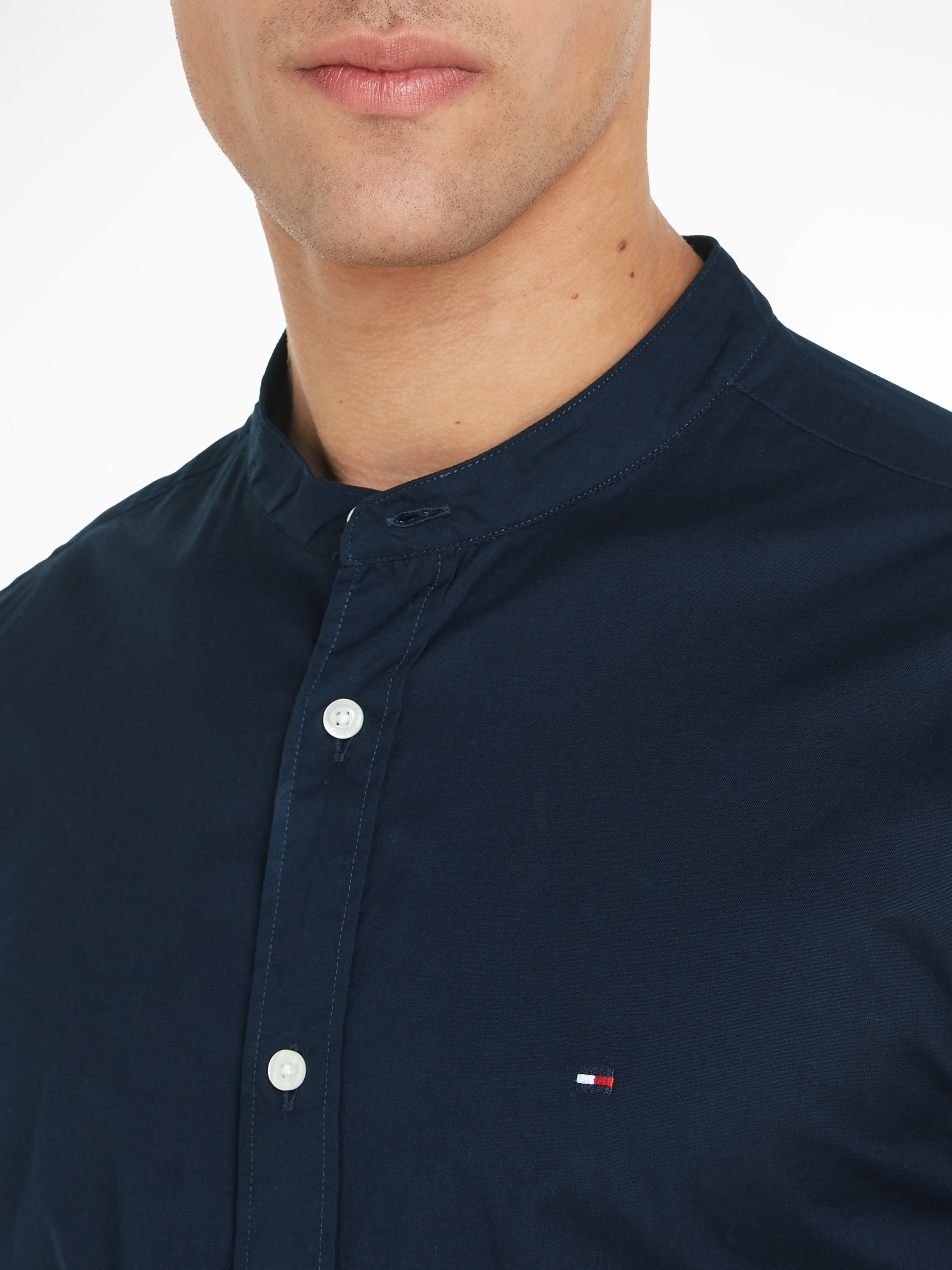 Tommy Hilfiger Kurzarmhemd »FLEX POPLIN MAO RF SHIRT«, Markenstickerei