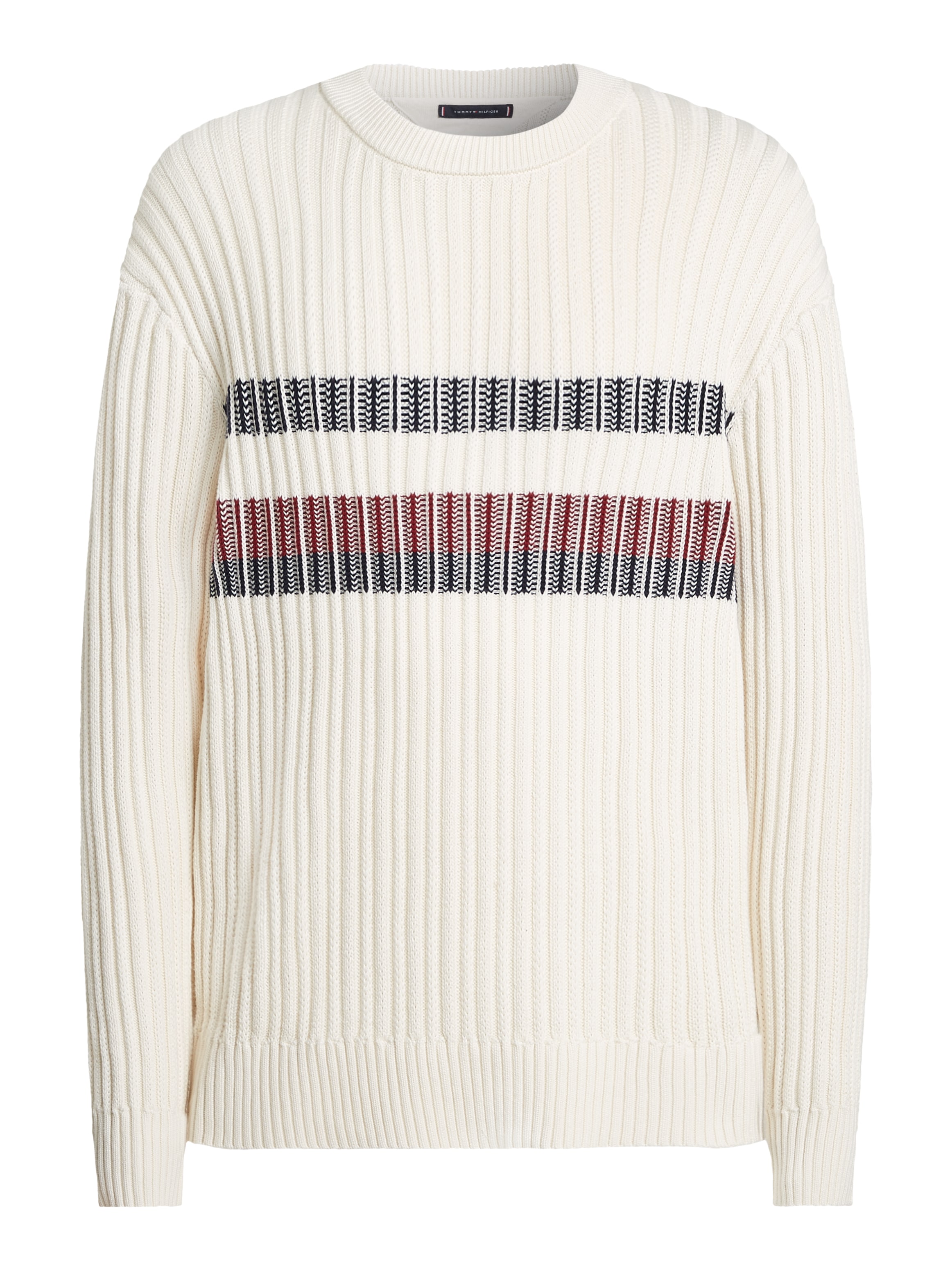 Tommy Hilfiger Rundhalspullover »GLOBAL STRIPE CHUNKY RIB C NK«, mit auffälligem Color Block-Design