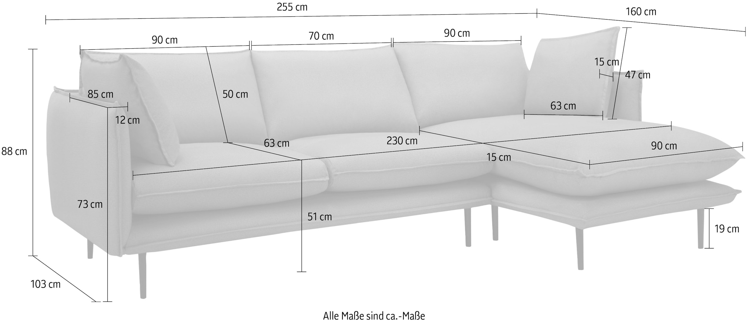 INOSIGN Ecksofa »Somba L-Form«, mit dickem Keder, Ottomane wahlweise links oder rechts