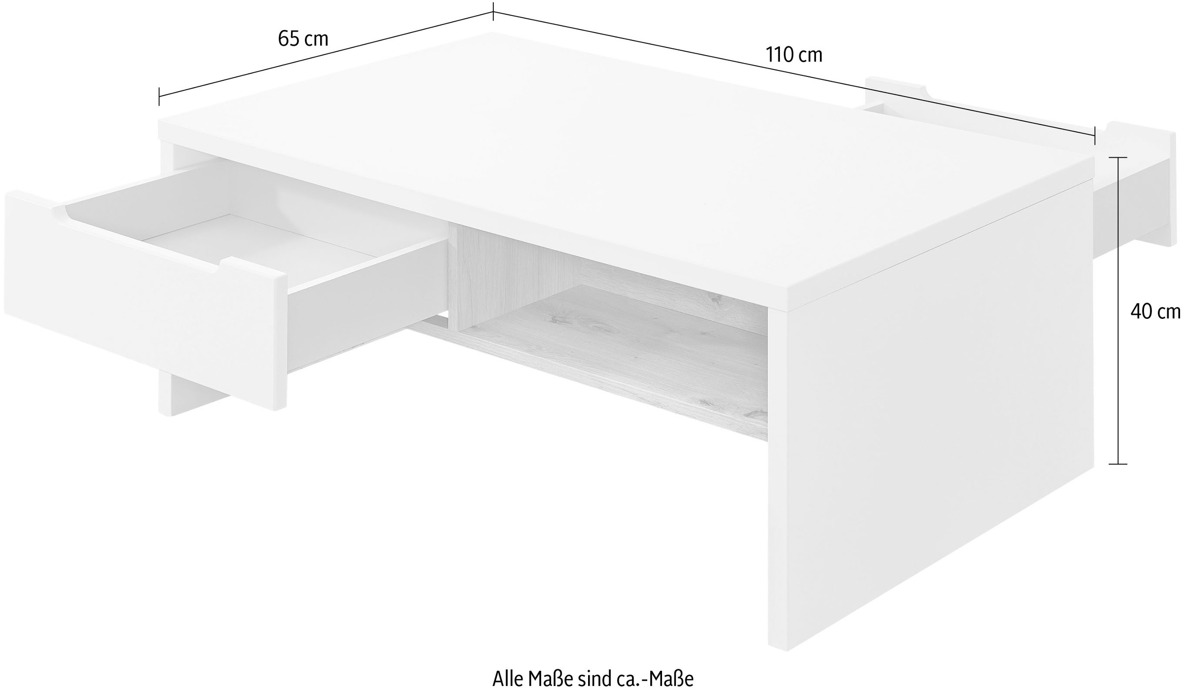 Innostyle Couchtisch »Memphis Couchtisch,110x40x65 cm (B/H/T)«, (1 St.), 2 offene Fächer, 2 Schubkasten