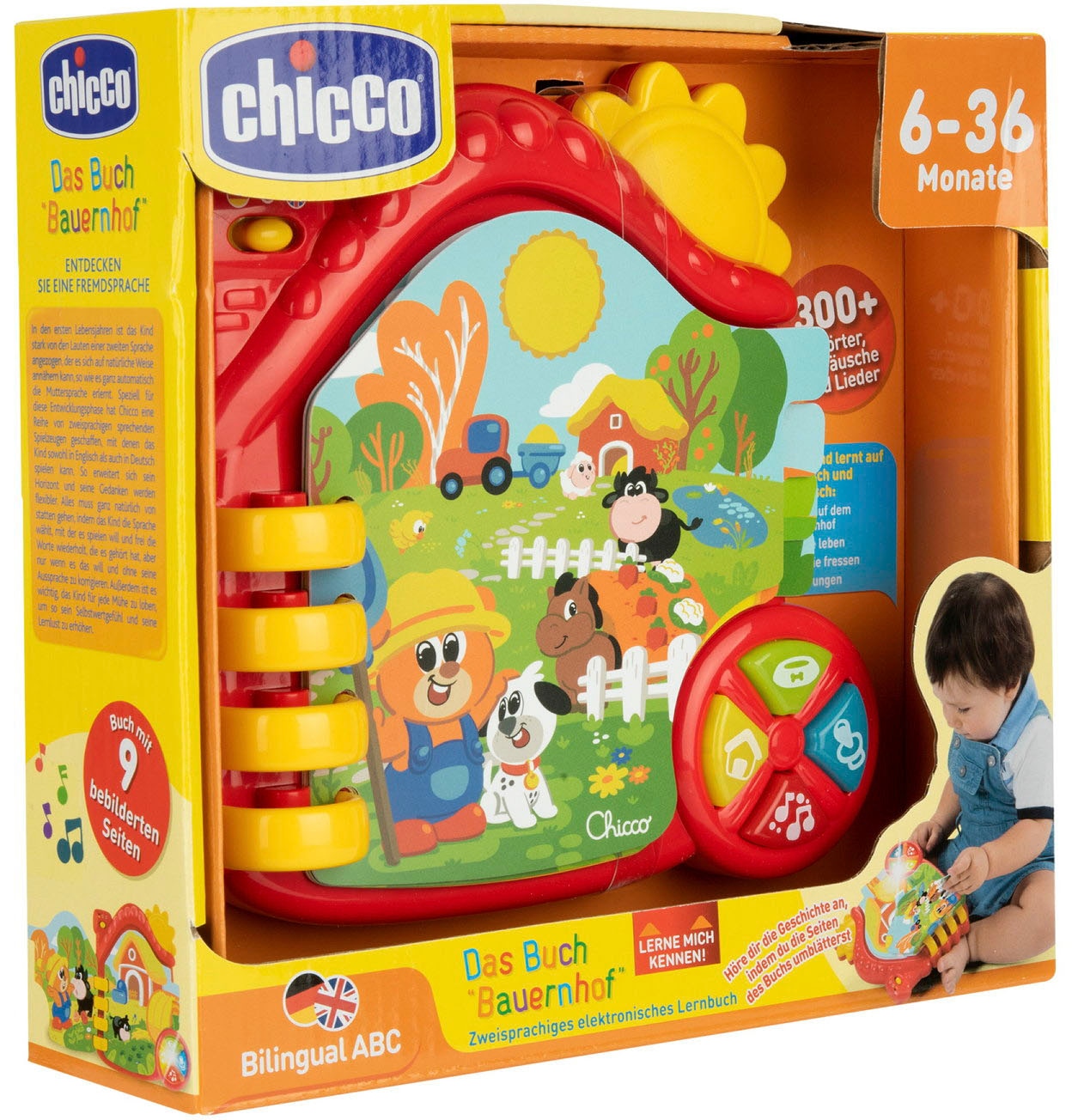 Chicco Lernspielzeug »Bauernhof Spielset, Buch (D/GB)«, Interaktives Buch