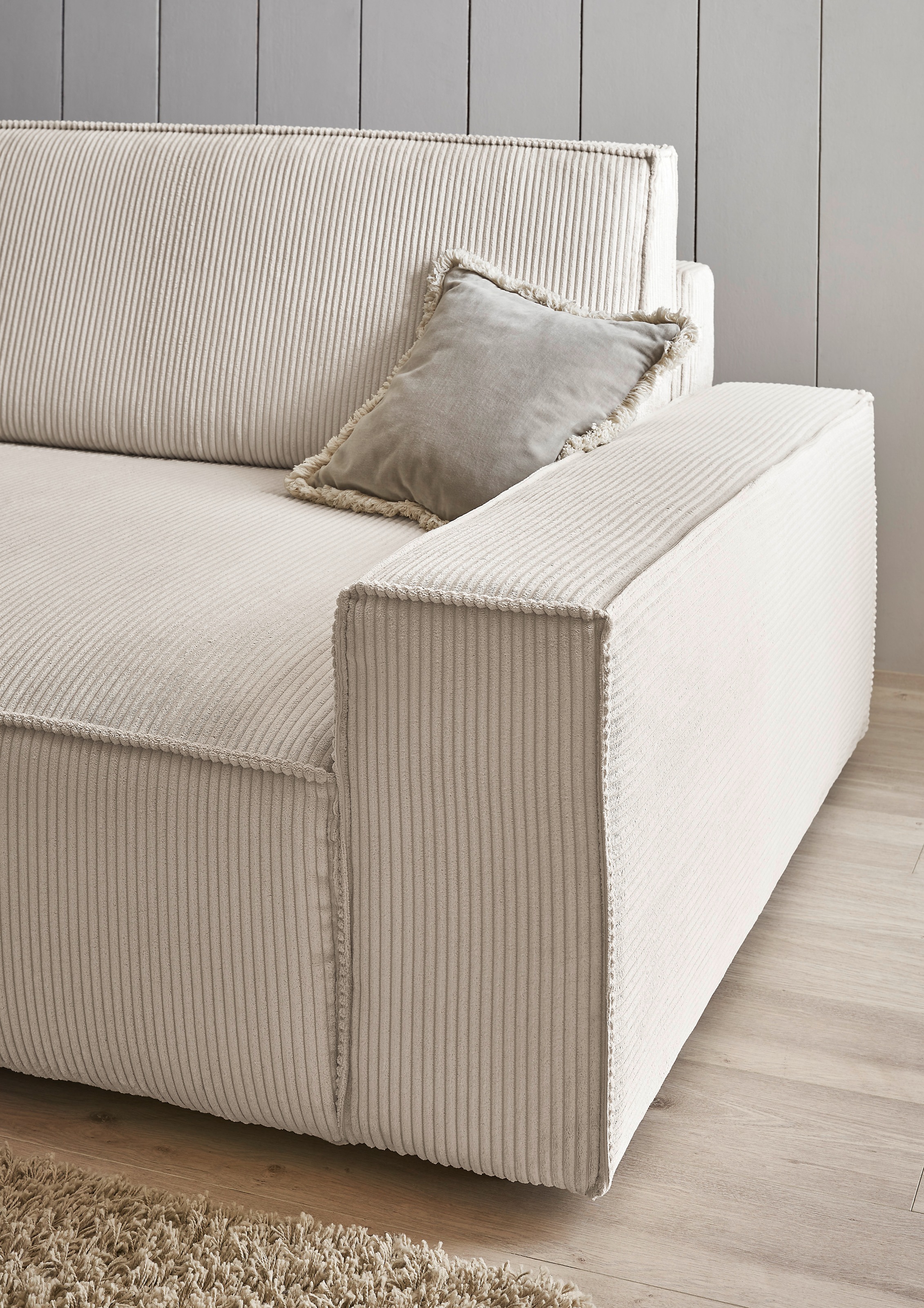 Home affaire Big-Sofa »NEU: SHERWOOD XXL, Big-Sofa (316cm), extra tiefe Sitzfläche 95 cm«, bequemer Sitzkomfort, Cord u. Leinenoptik, Kedernaht
