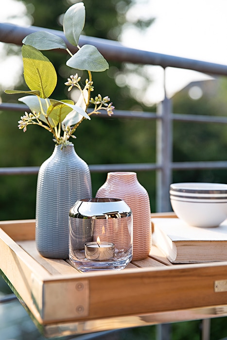 Fink Teelichthalter »SMILLA«, (Set, mundgeblasenem Höhe 2 Glas, Raten Windlicht, aus kaufen cm auf 10 St.)