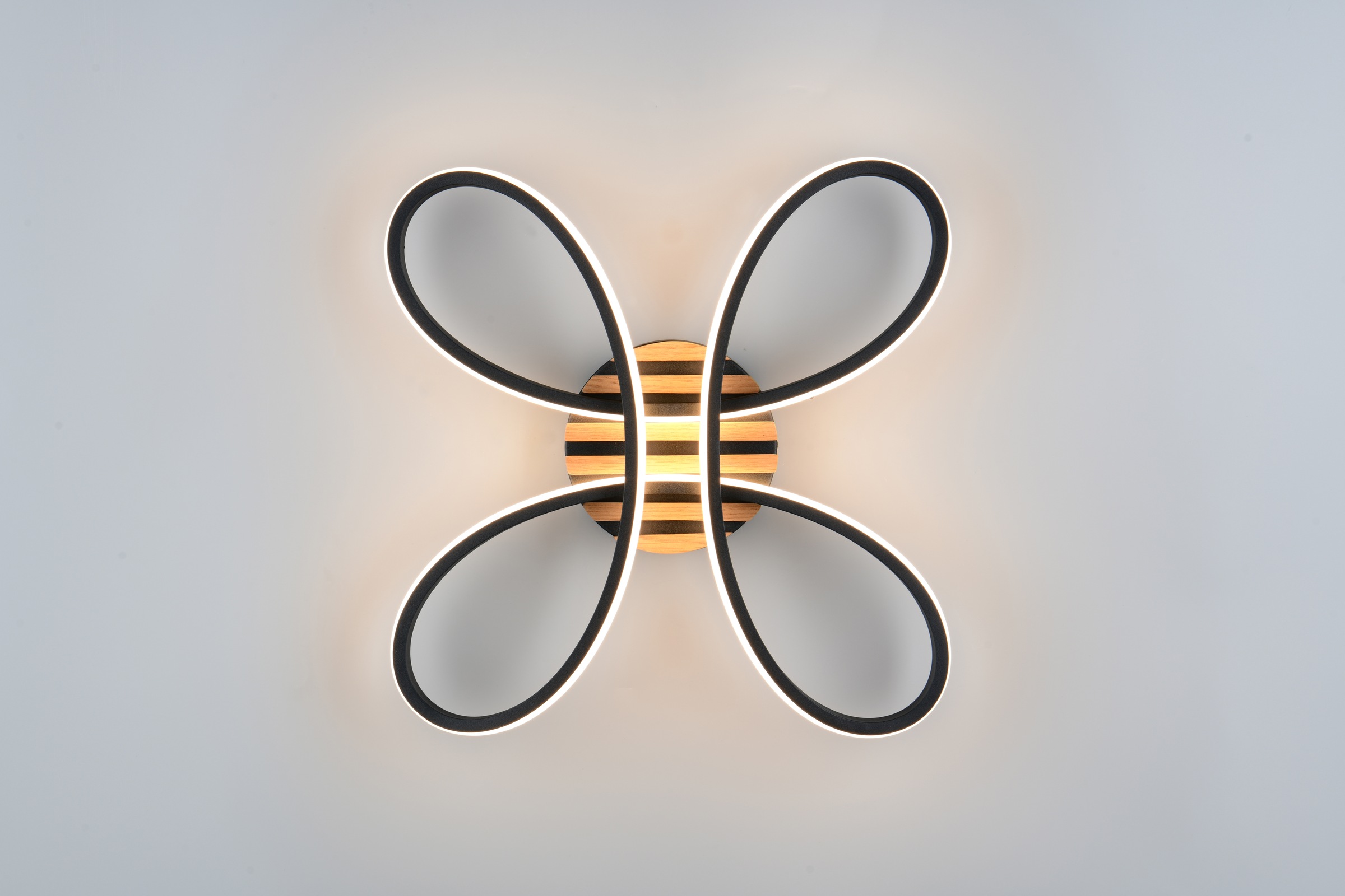 OTTO home LED Deckenleuchte »Ullii, Deckenlampe mit Fernbedienung dimmbar Nachtlicht Memory« LED-Board 1 Stk. warmweiß - kaltweiß CCT stufenlos warm- bis kaltweiß, Holzelemente in Optik Akustikpaneel