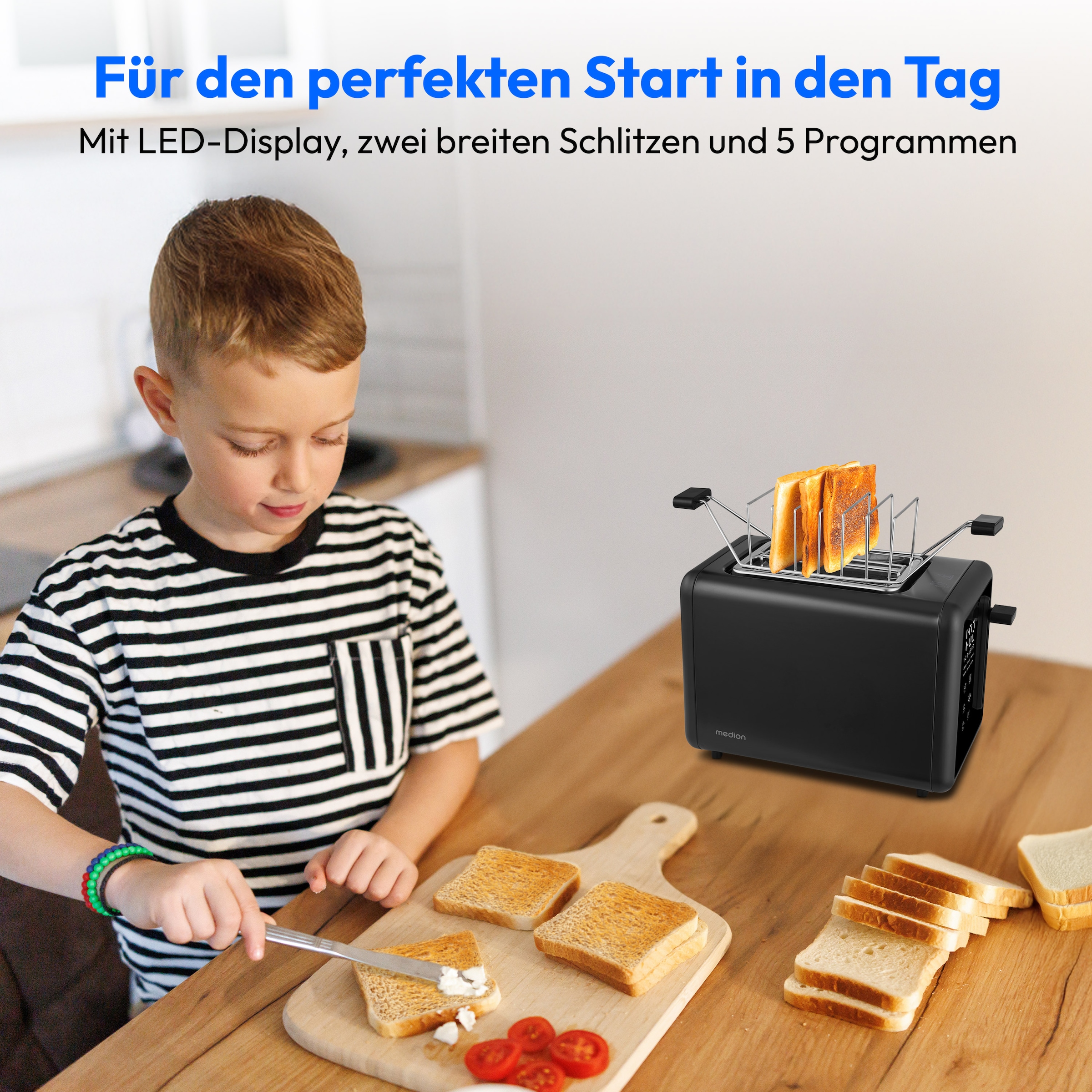 Medion® Toaster »MD12102, 2 Toastschlitze« 2 Schlitze für 2 Scheiben 850 W abnehmbarer Brötchenaufsatz