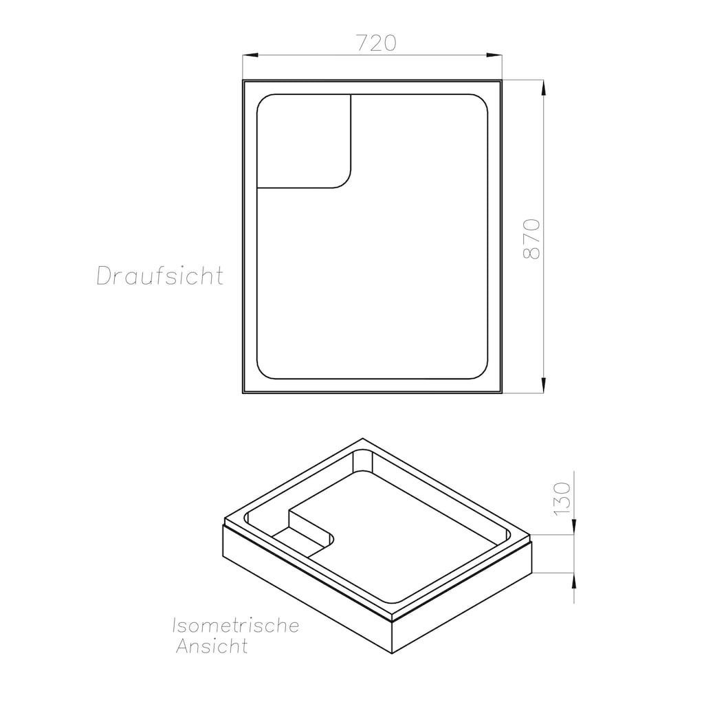 OTTOFOND Duschwanne »Set Rechteckduschwanne«, (3 St.), 900x750/30 mm