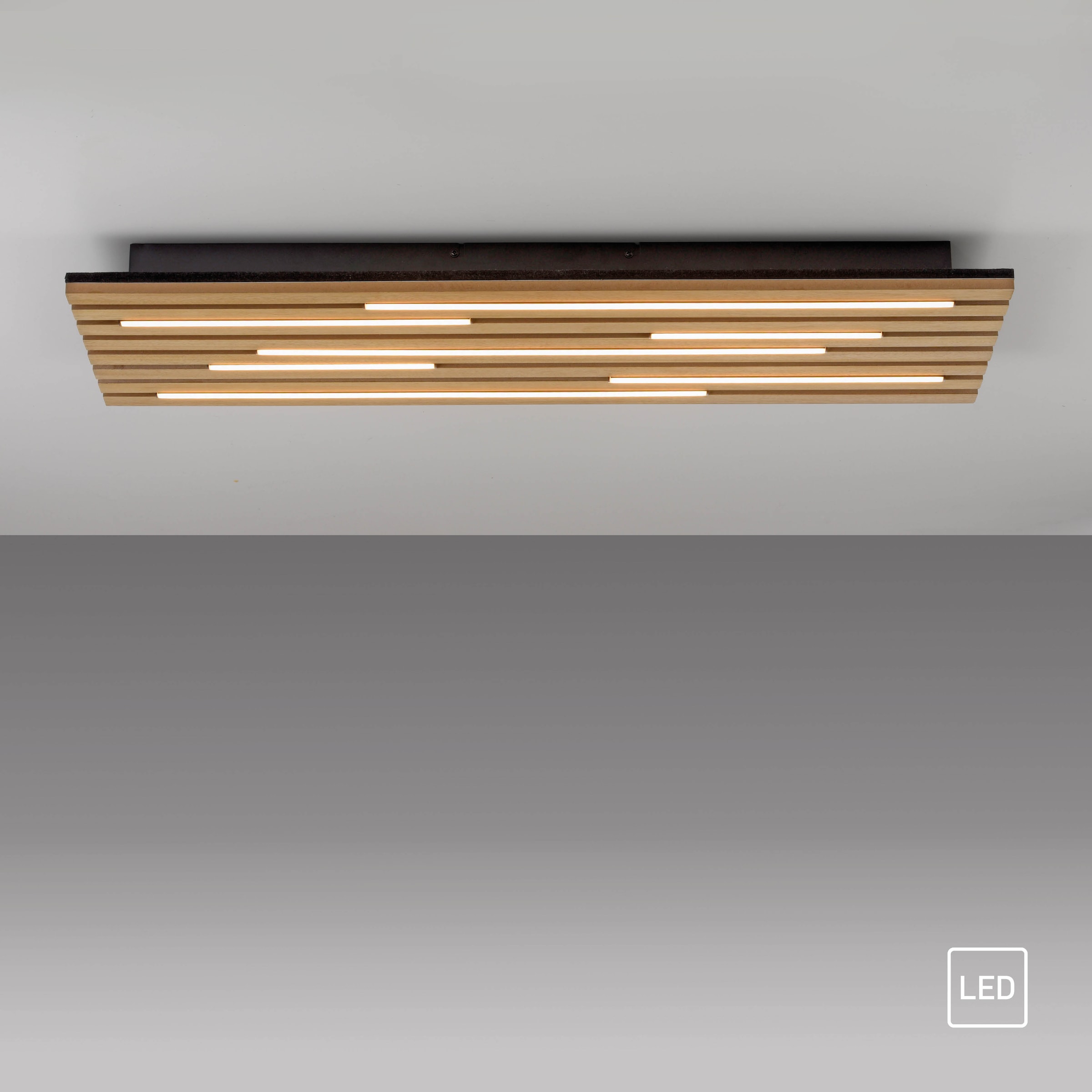 JUST LIGHT LED Deckenleuchte »AKUSTIK« LED-Board 1 Stk. Warmweiß Akustikpaneel mit Echtholzfurnier: Eiche