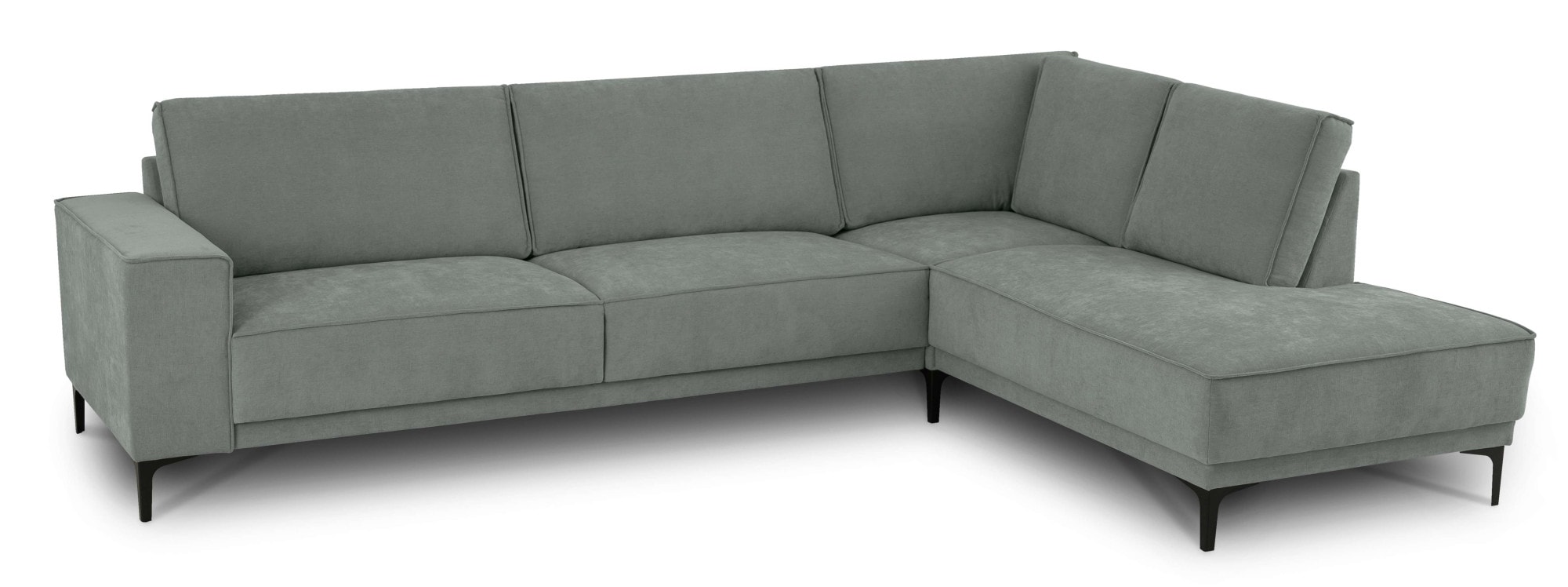 Places of Style Ecksofa »Polsterecke Oland, Struktur, Flachgewebe, Luxus-Microfaser, Boucle«, L-Form, 289 cm, Wellenunterfederung, Skandi-Design, Metallfüße