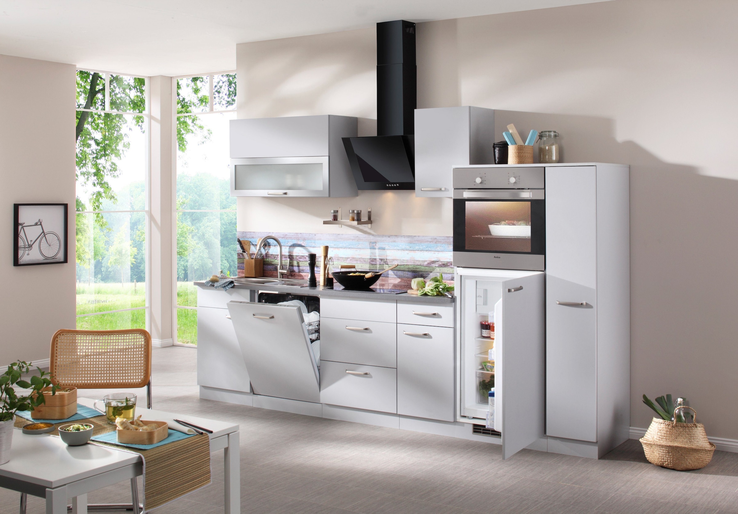 wiho Küchen Küchenzeile »Michigan« mit E-Geräten, Gesamtbreite 300 cm