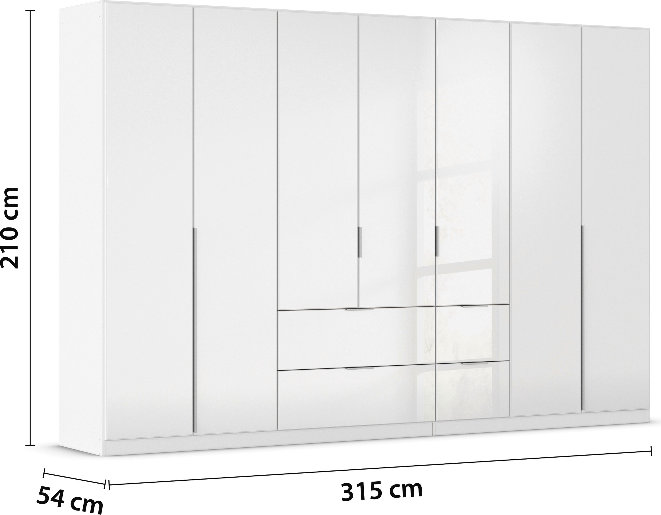 rauch Drehtürenschrank »Kleiderschrank Kleiderschränke Schrank Garderobe AGORDO mit Glasfront«, (in zwei Griff-Farben mit Glasfront), mit Außenschubkästen, in 6 Breiten und 2 Höhen MADE IN GERMANY