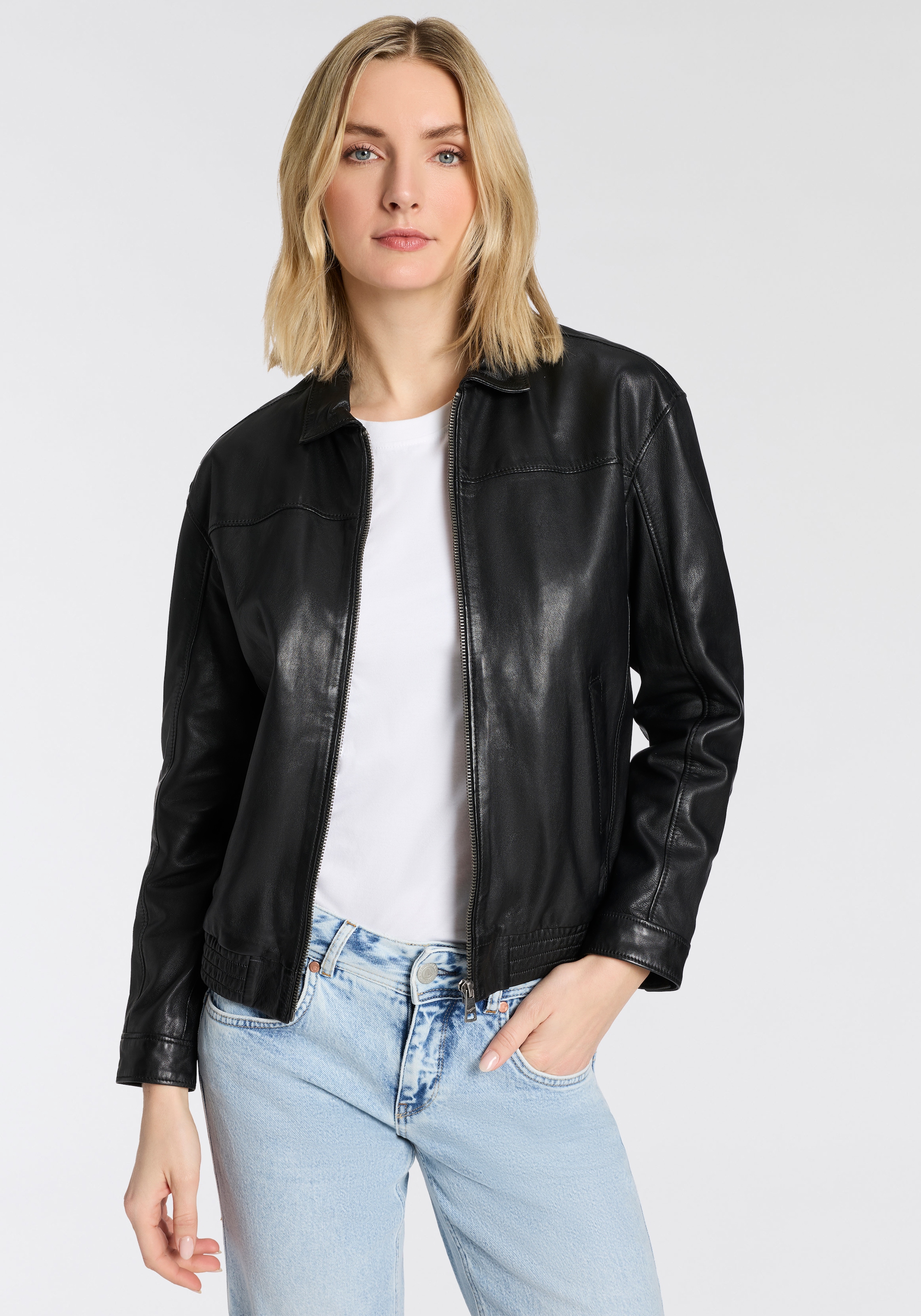 Mauritius Lederjacke »MWTylli OS OT« Bomberjacke mit Elastikbund