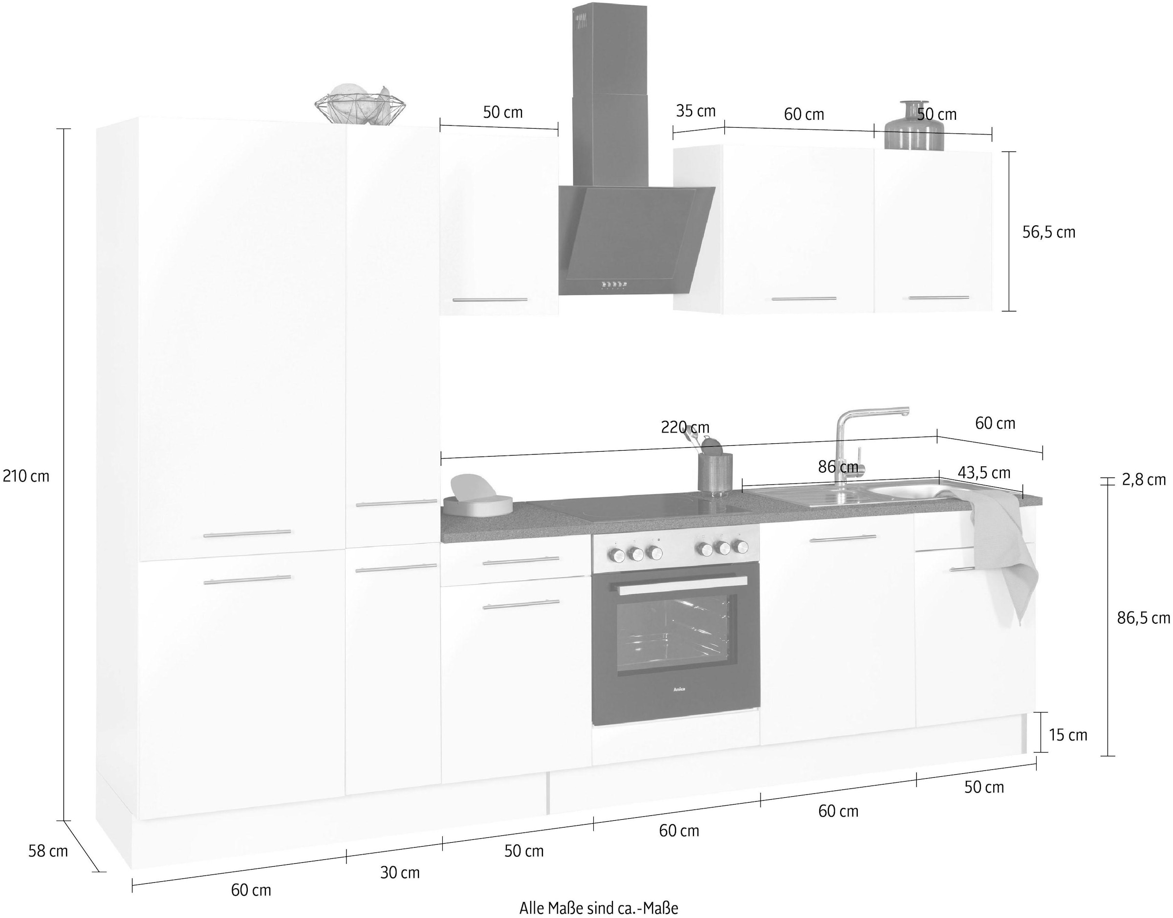 wiho Küchen Küchenzeile »Ela«, auf Breite Füße Rechnung höhenverstellbare kaufen 310 cm, Soft-Close-Funktion