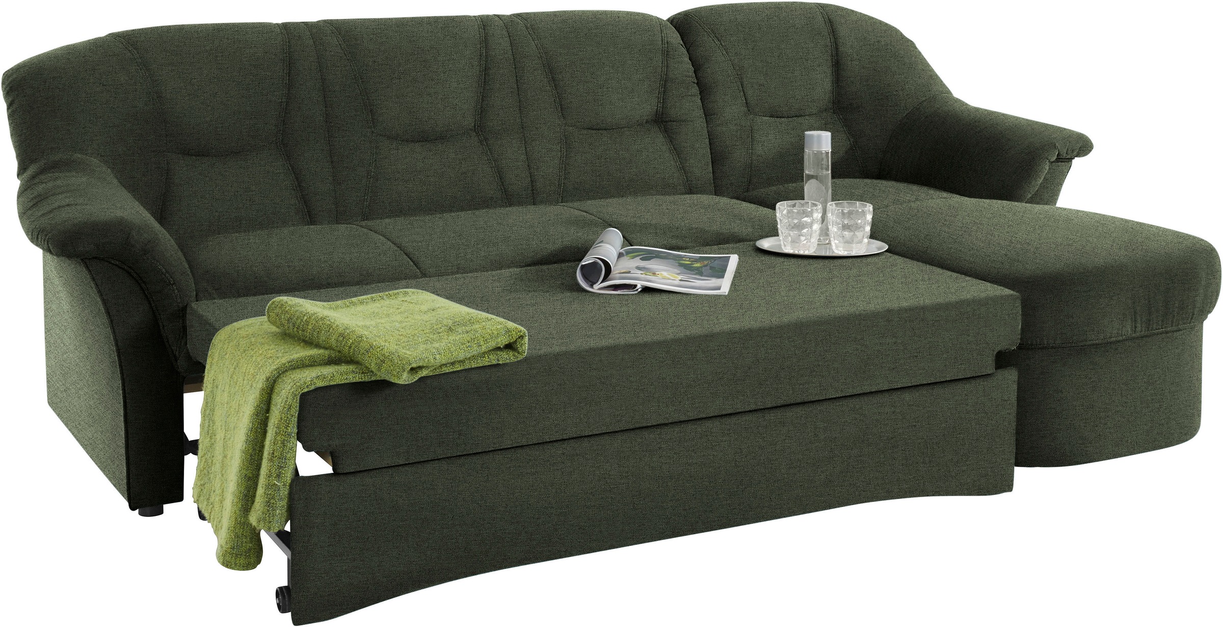 DOMO collection Ecksofa »Sarafina zeitlos und komfortabel, optional mit Federkern, L-Form«, wahlweise mit Bettfunktion