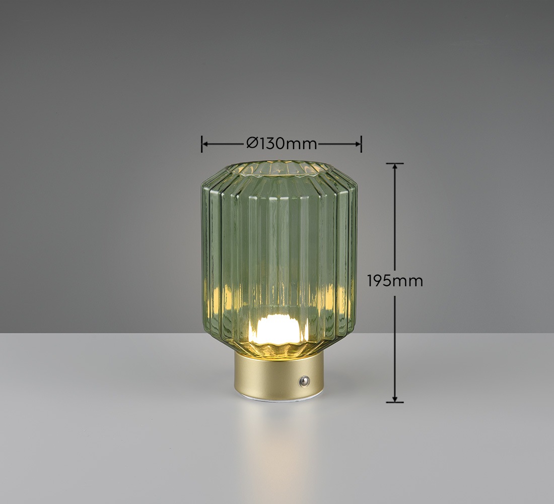 REALITY Leuchten LED Tischleuchte »LORD«, 1 flammig, Leuchtmittel LED-Board | LED fest integriert, kabellose Akku Tischlampe, Glasschirm, USB-C Ladekabel, Touchdimmer
