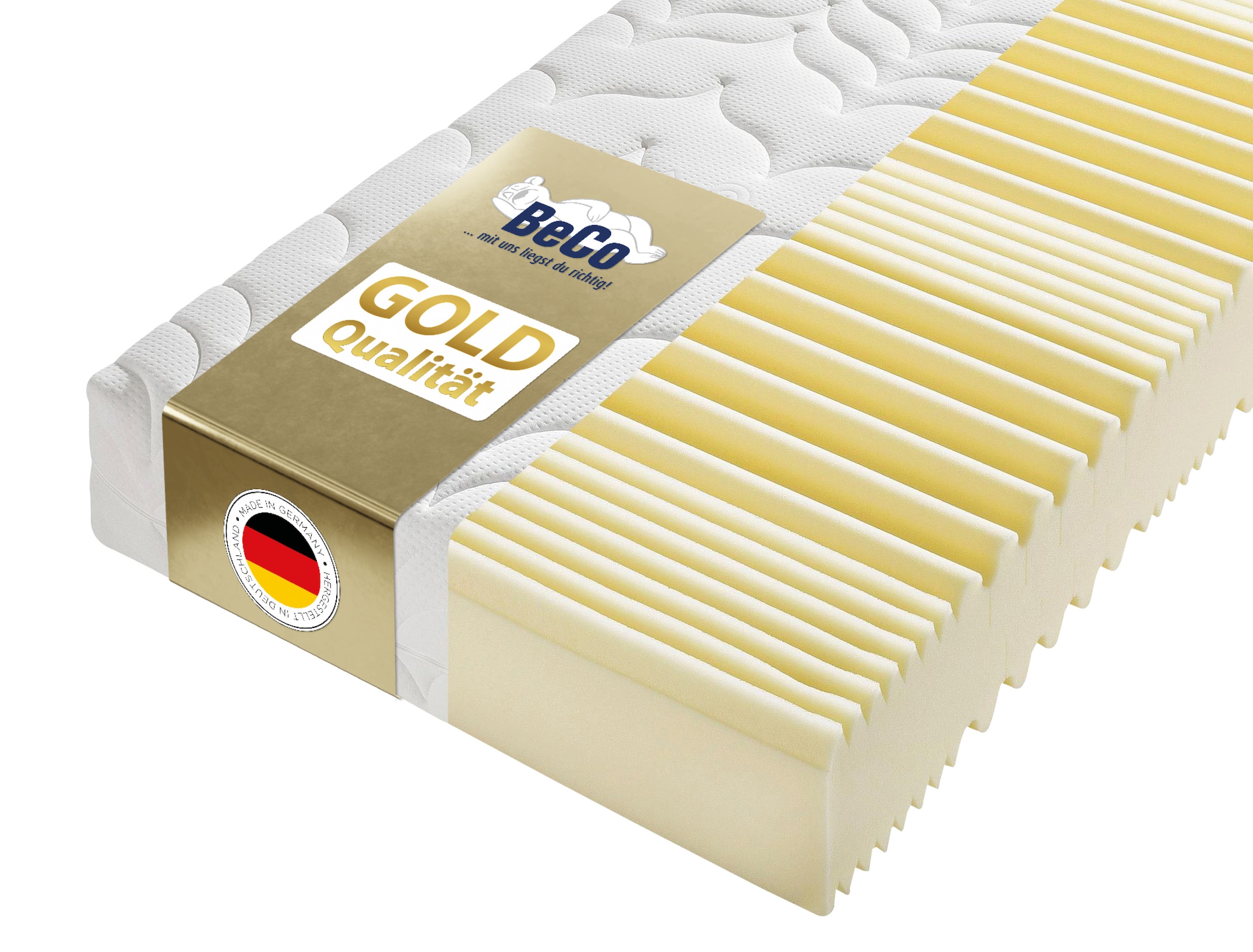 Beco Kaltschaummatratze "Luxus-Matratze – GOLD Kaltschaummatratze für hohe Belastbarkeit" 23 cm hoch Raumgewicht: 40 kg/m³ 1 Stk. tlg. Hohe Tragkraft, Klimakomfort, Wendematratze, ideal auch 140x200