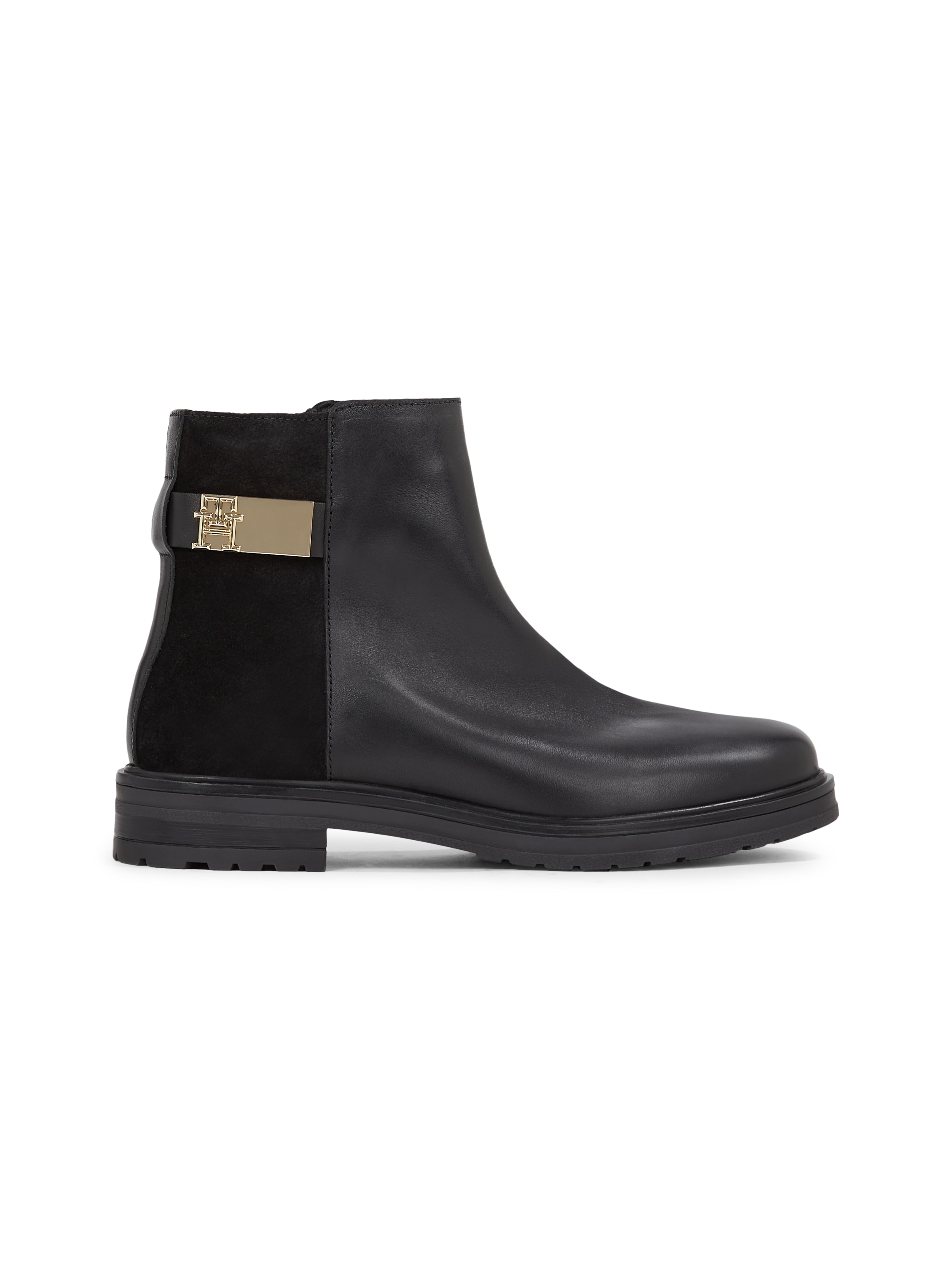 Tommy Hilfiger Stiefelette »TH LOGO LEATHER MIX CHELSEA«, Blockabsatz, Businesschuh, Boots mit TH-Schmuckelement