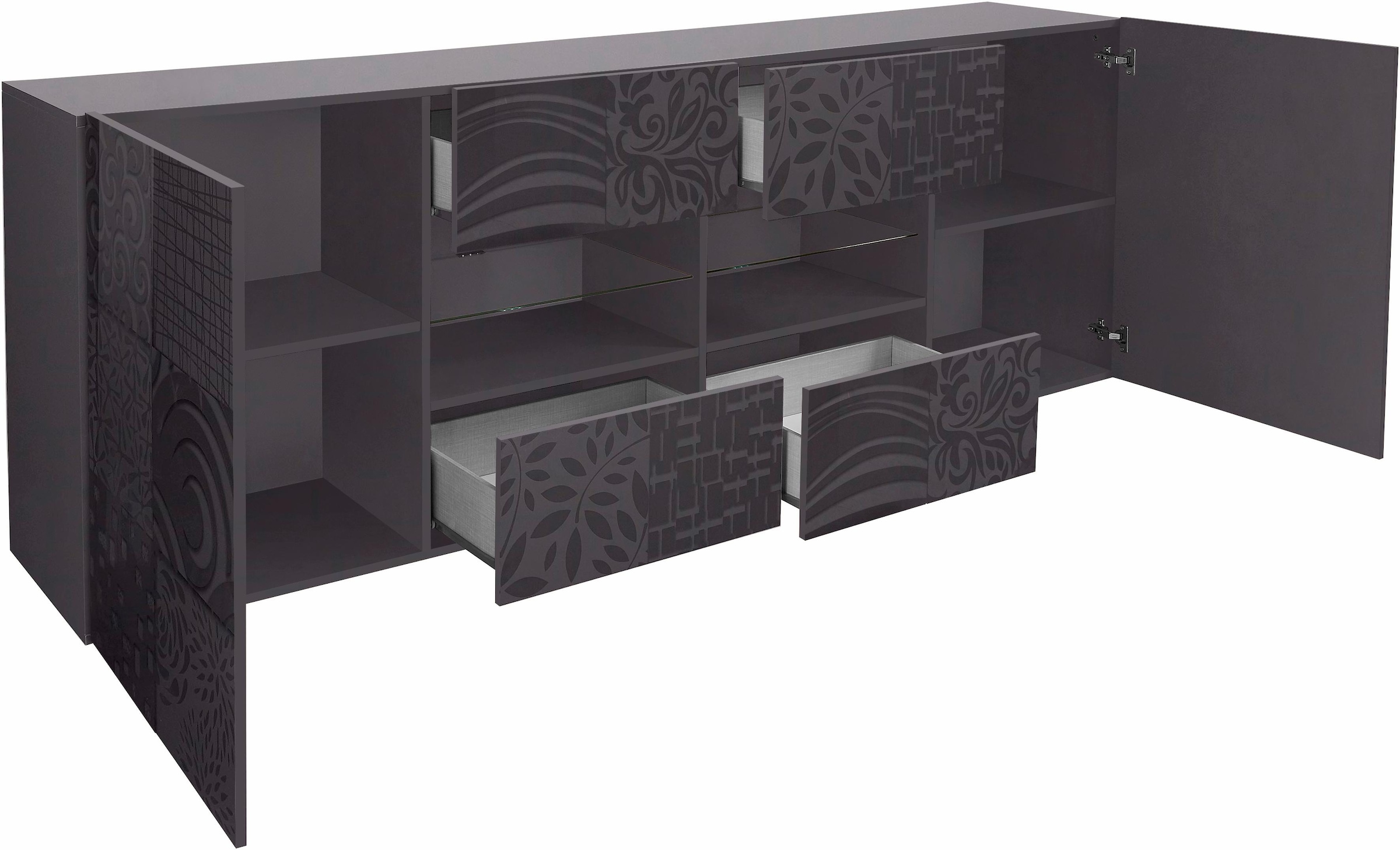INOSIGN Sideboard »Miro« Breite 241 cm mit dekorativem Siebdruck