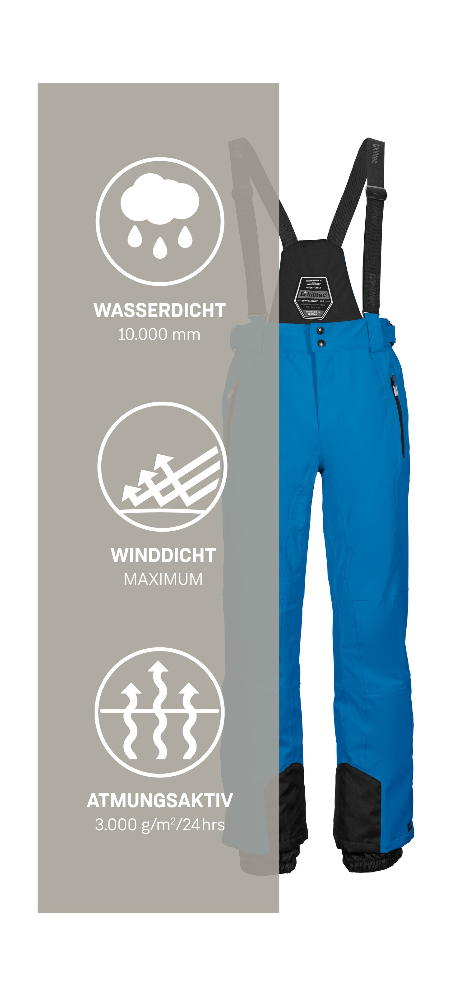 Killtec Skihose »KSW 100 ENOSH MN SKI PNTS«, Wind- und wasserdichte Skihose, verstellbar, mit Schneefängen