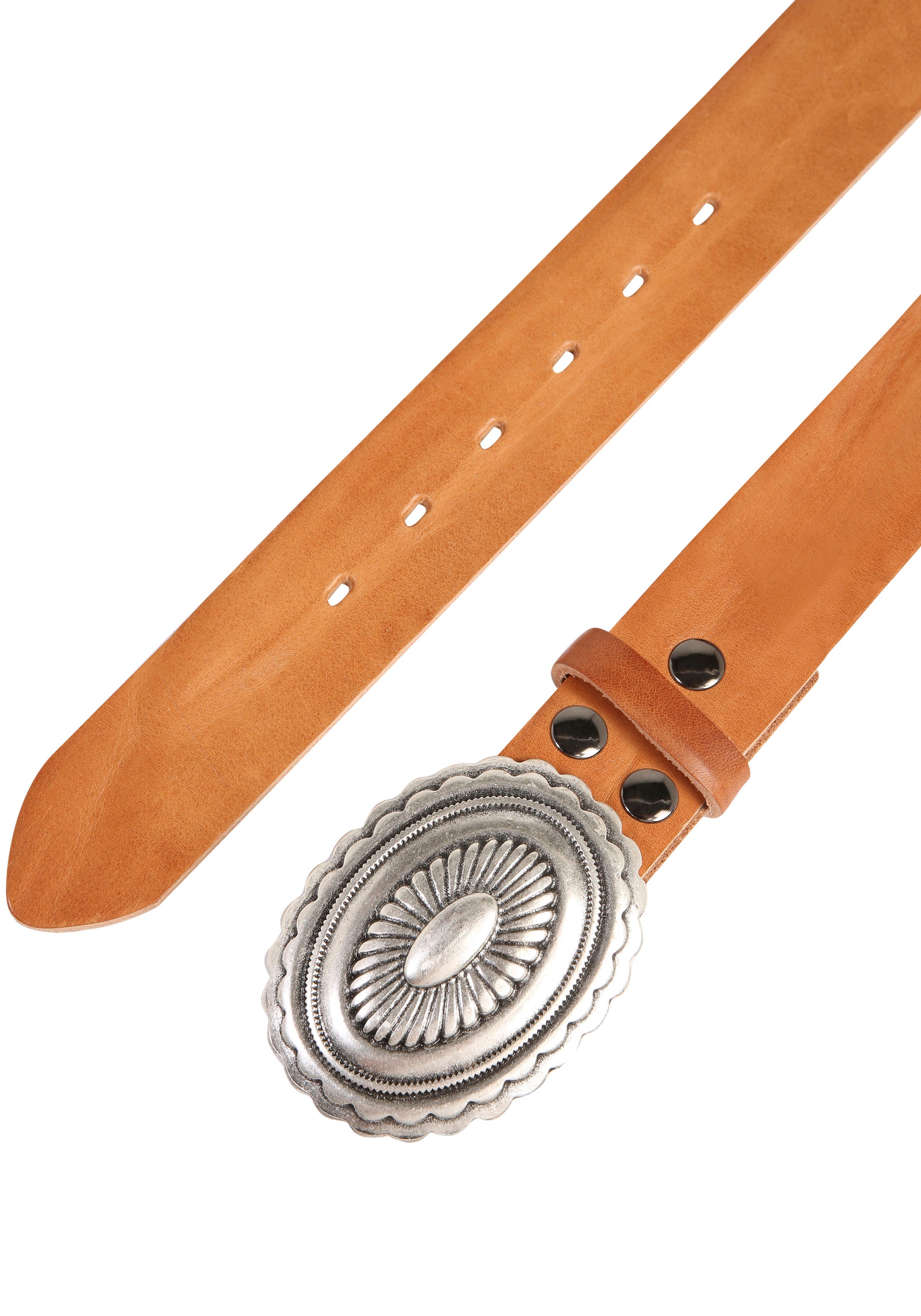 Rettungsring Gürtel Ledergürtel mit austauschbarer Schließe »Mandala Silber«