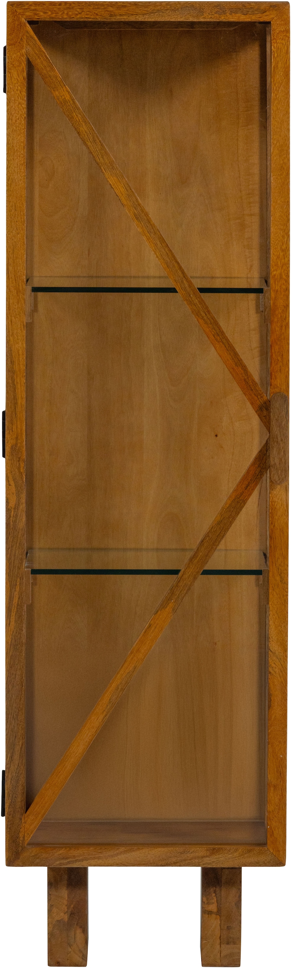 WOOOD Vitrine »Kella Mangoholz mit Glastüren und Glaseinlegeböden 40 x 39 x 137 cm« Tragkraft 5–7 kg pro Glasboden, Wandbefestigung empfohlen