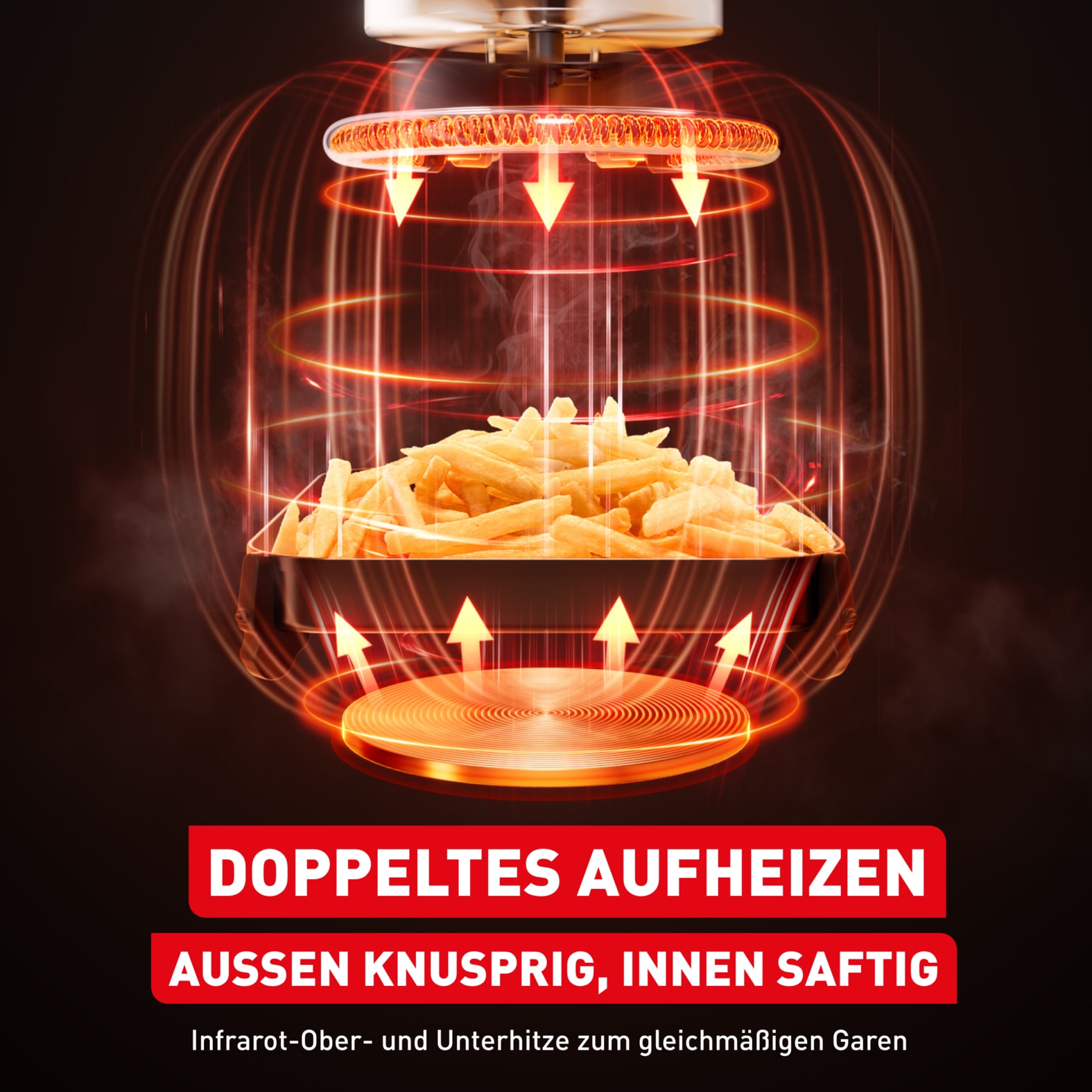 Tefal Heißluftfritteuse »Easy Fry Infrared, ideal für 6-8 Personen, Infrarot-Technologie« 2020 W 8 Programme, Sichtfenster, doppelte Heizelemente, EY832H