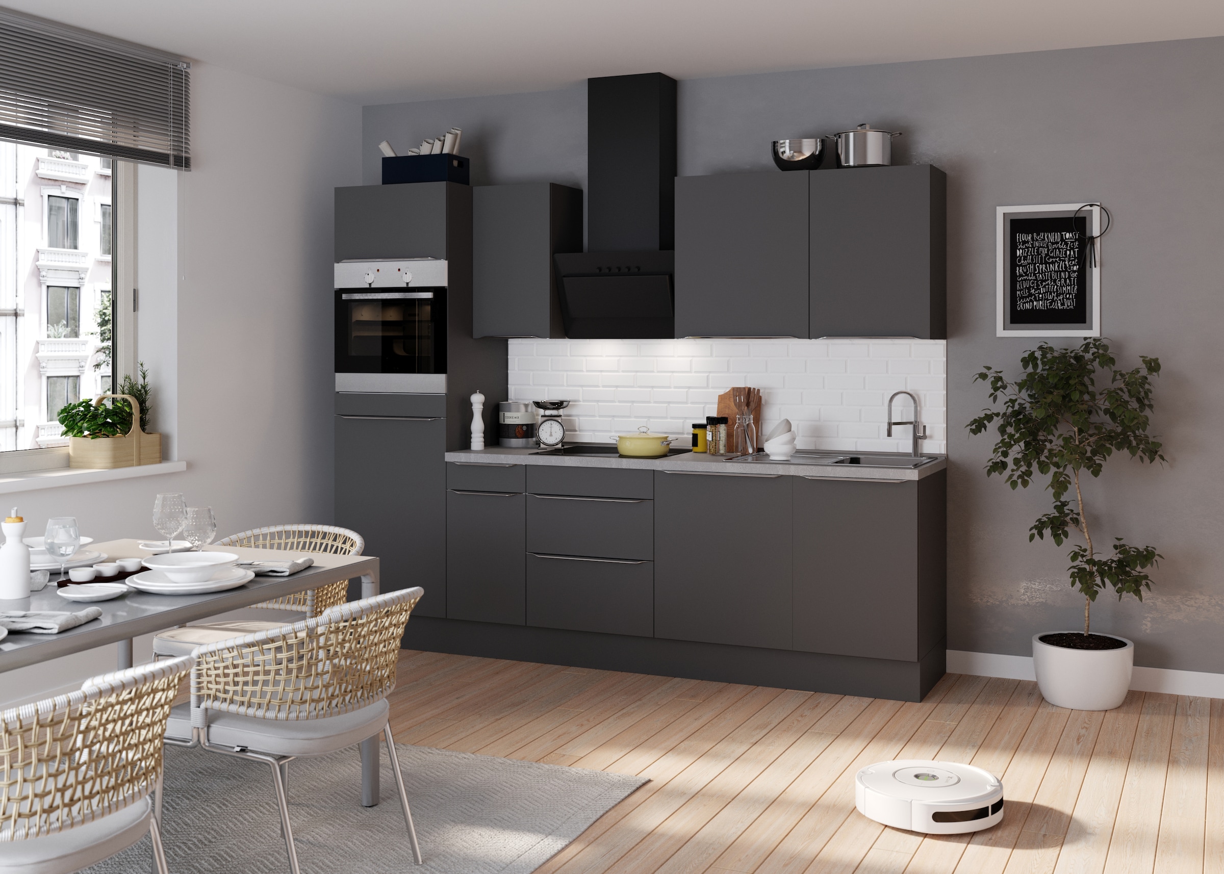 KOCHSTATION Küchenzeile »KS-Aken« Breite 270 cm, wahlweise mit E-Geräten, mit Arbeitsplatte 38 mm stark