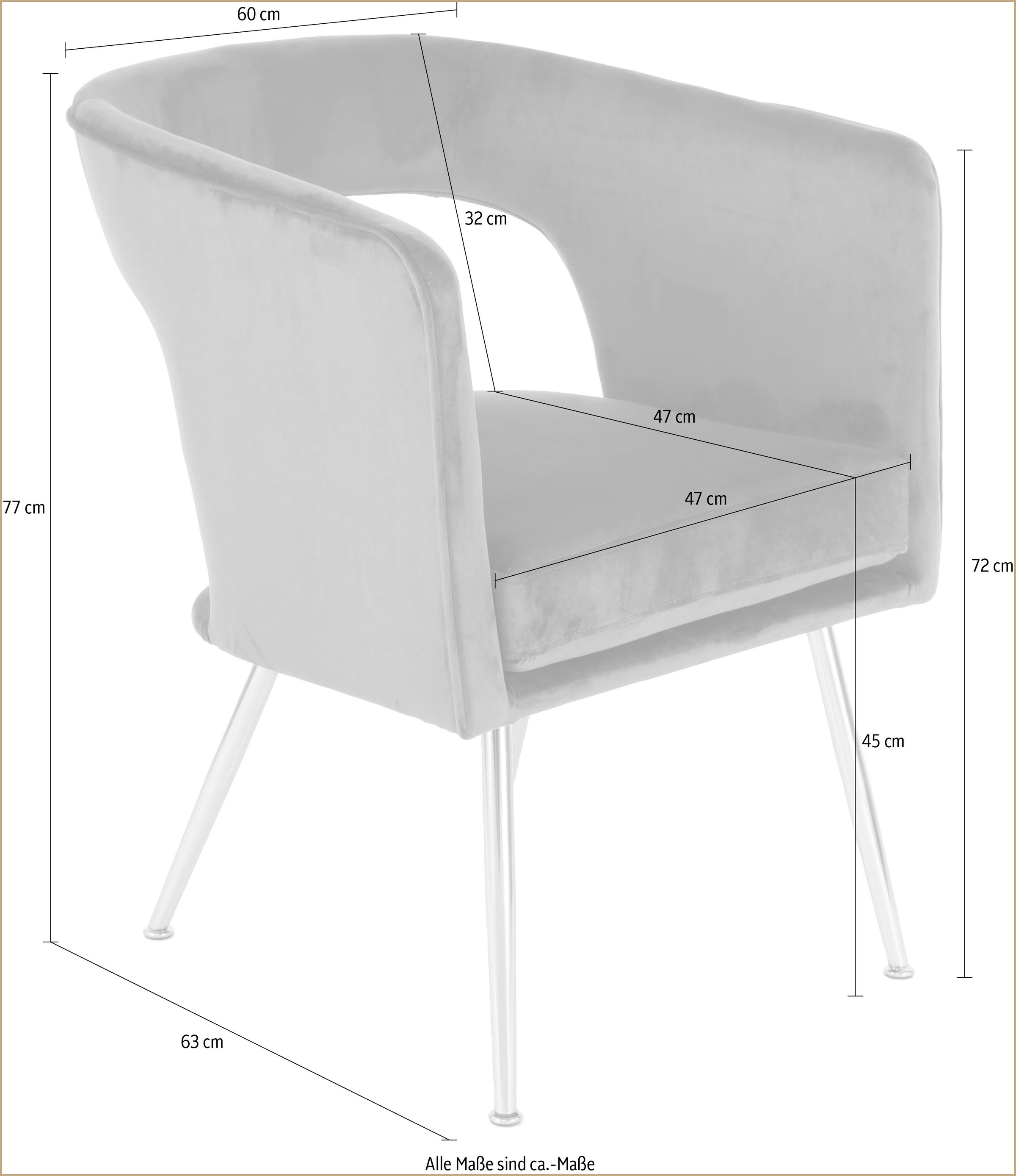 Kayoom Polsterstuhl »Esszimmerstuhl, samtweiche Oberfläche« () 1 Stk.samtweicher Bezug, Rückenlehne und Armlehnen abgerundet