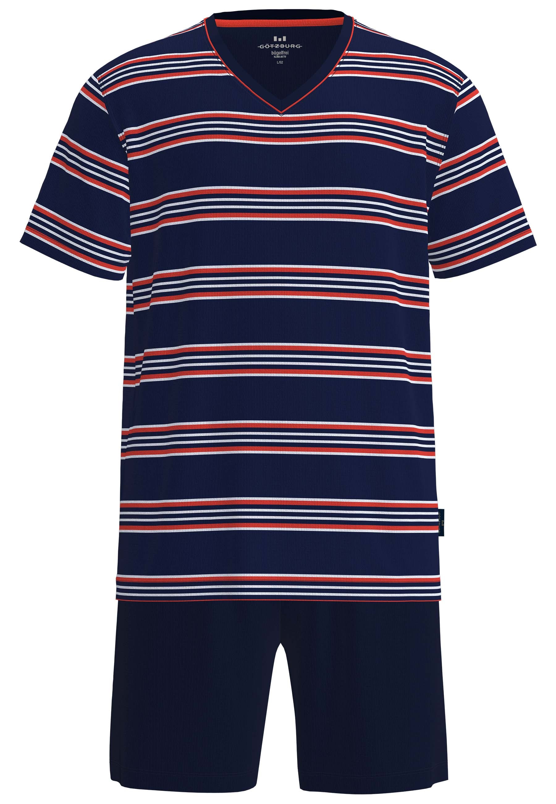 GÖTZBURG Shorty »Glasgow« gestreift, kurz, V-Ausschnitt, mit Gesäßtasche, Baumwollmix