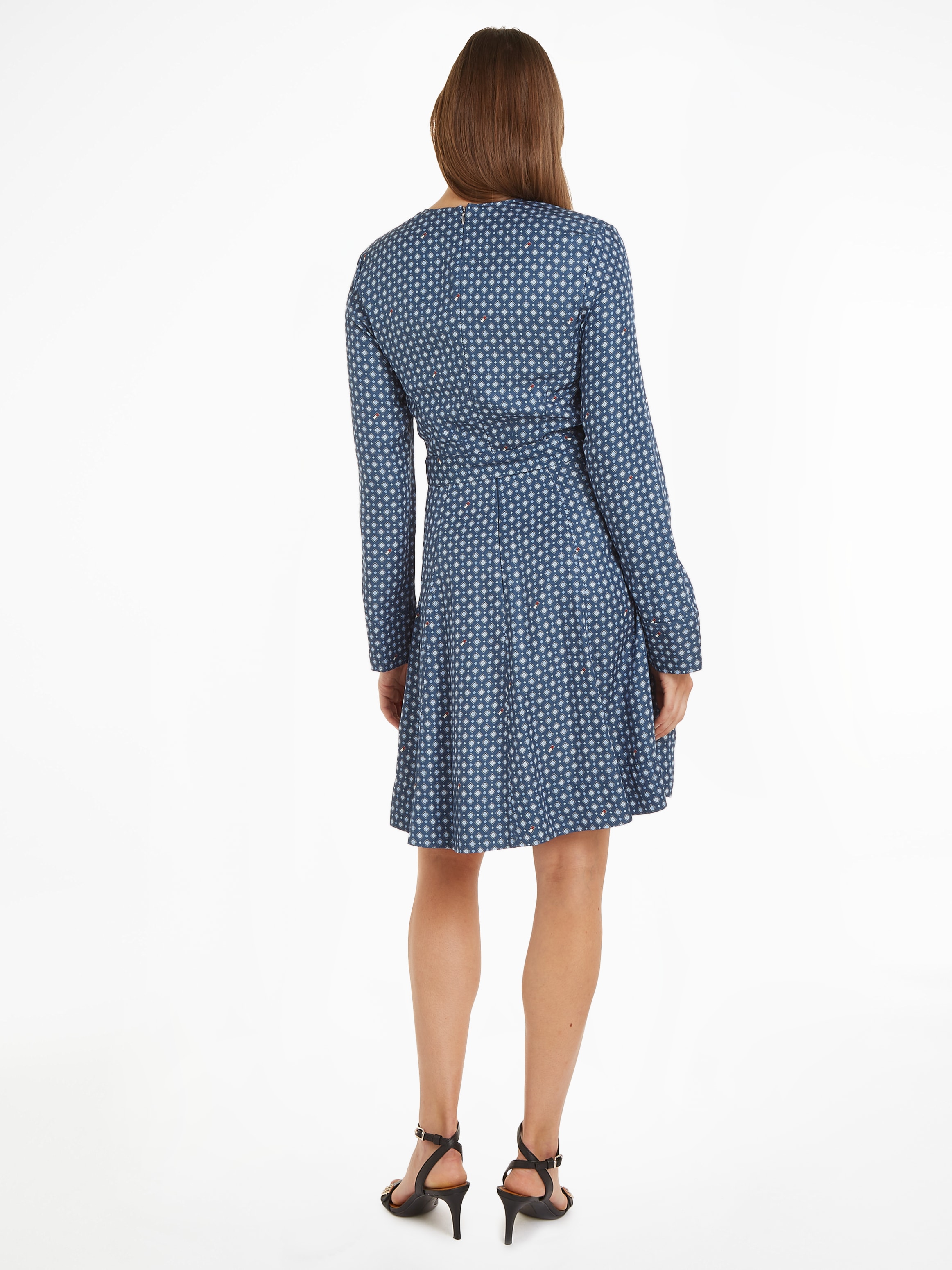 Tommy Hilfiger Blusenkleid »FOULARD FIT & FLARE KNEE DRESS«, mit Tommy Hilfiger Markenlabel