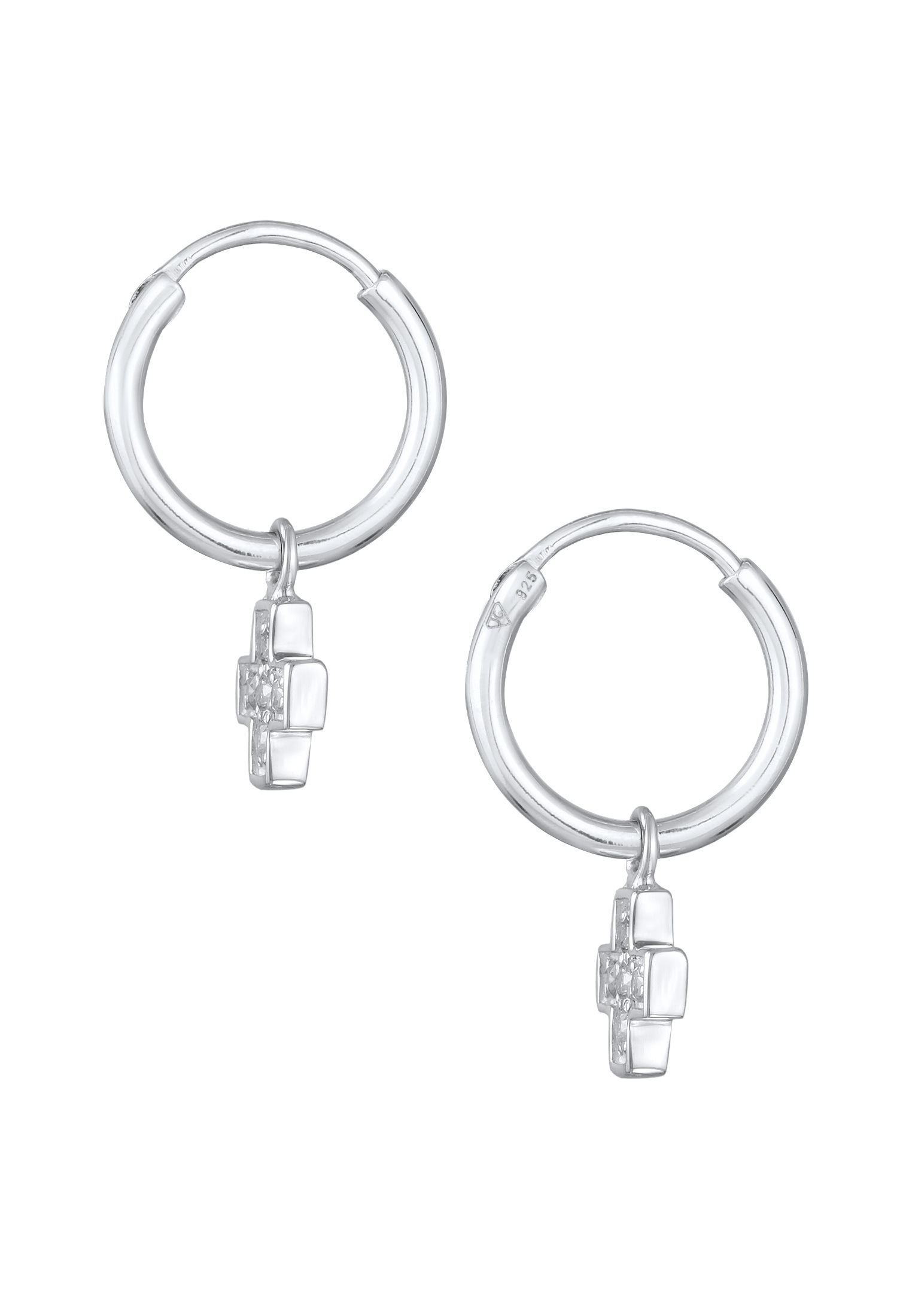 Elli Paar Creolen »Ohrringe Creolen Kreuz Zirkonia 925 Silber«