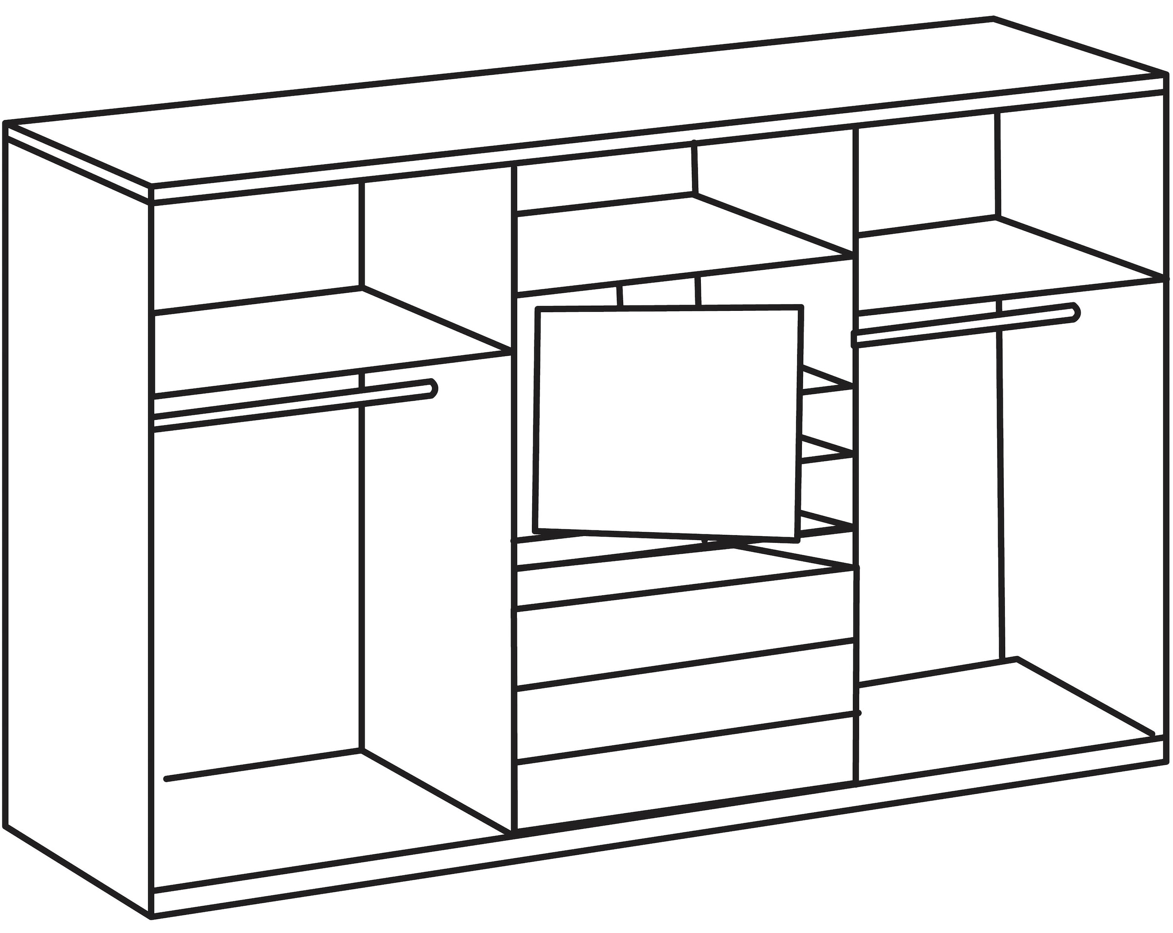 Wimex Schwebetürenschrank »Magic by fresh to go«, tolles EXTRA: mit drehbarem TV-Element, mittig mit Schubladen