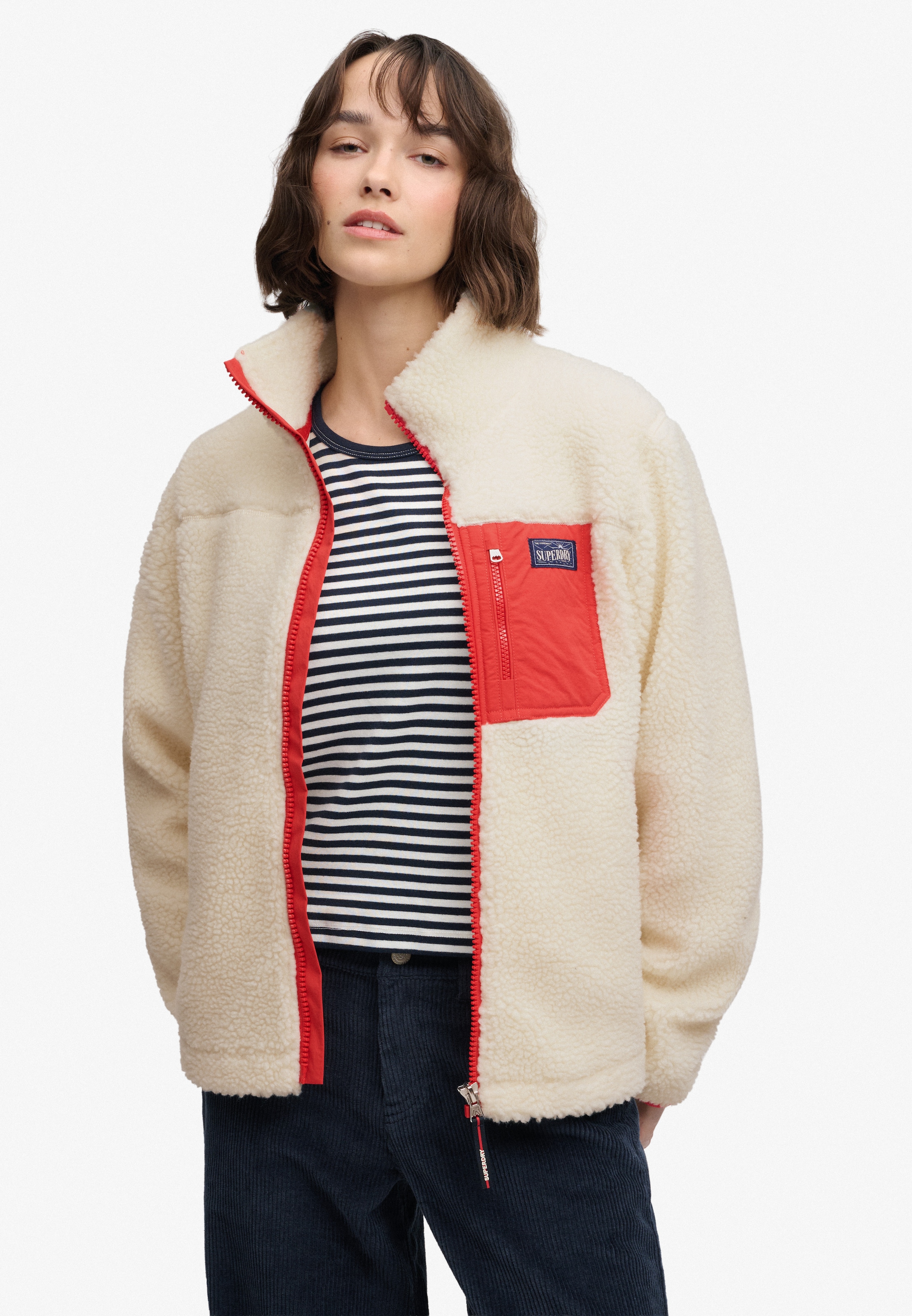Superdry Kapuzensweatjacke »HERITAGE ZIP THROUGH FLEECE« Kunstfaser, relaxed fit