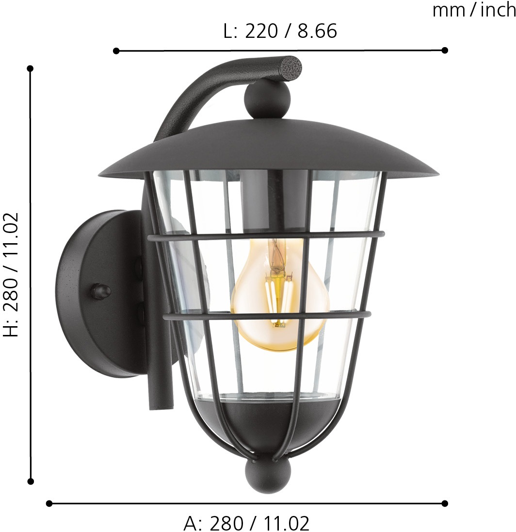 EGLO Außen-Wandleuchte »PULFERO« E27 1 Stk. Eckmontage möglich