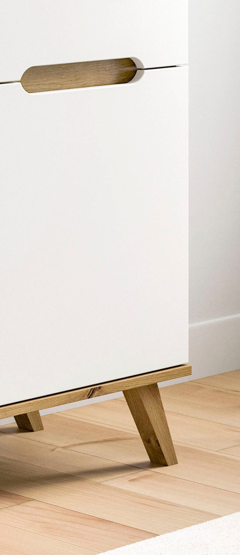 Home affaire Sekretär »Alesund, Höhe 118cm, 2 Türen, 1 Schubkasten,konischer Fuß, Scandi-Look«, Anrichte, Schrank, Kommode, Midischrank, Wohnmöbel, Wohnzimmer