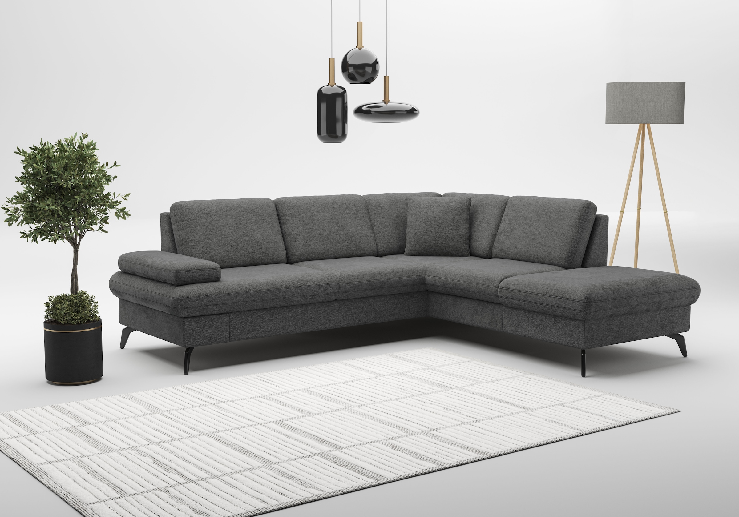 sit&more Ecksofa »Morris Jubi L-Form«, inkl. Armteilfunktion und 1 Zierkissen, wahlweise mit Bettfunktion