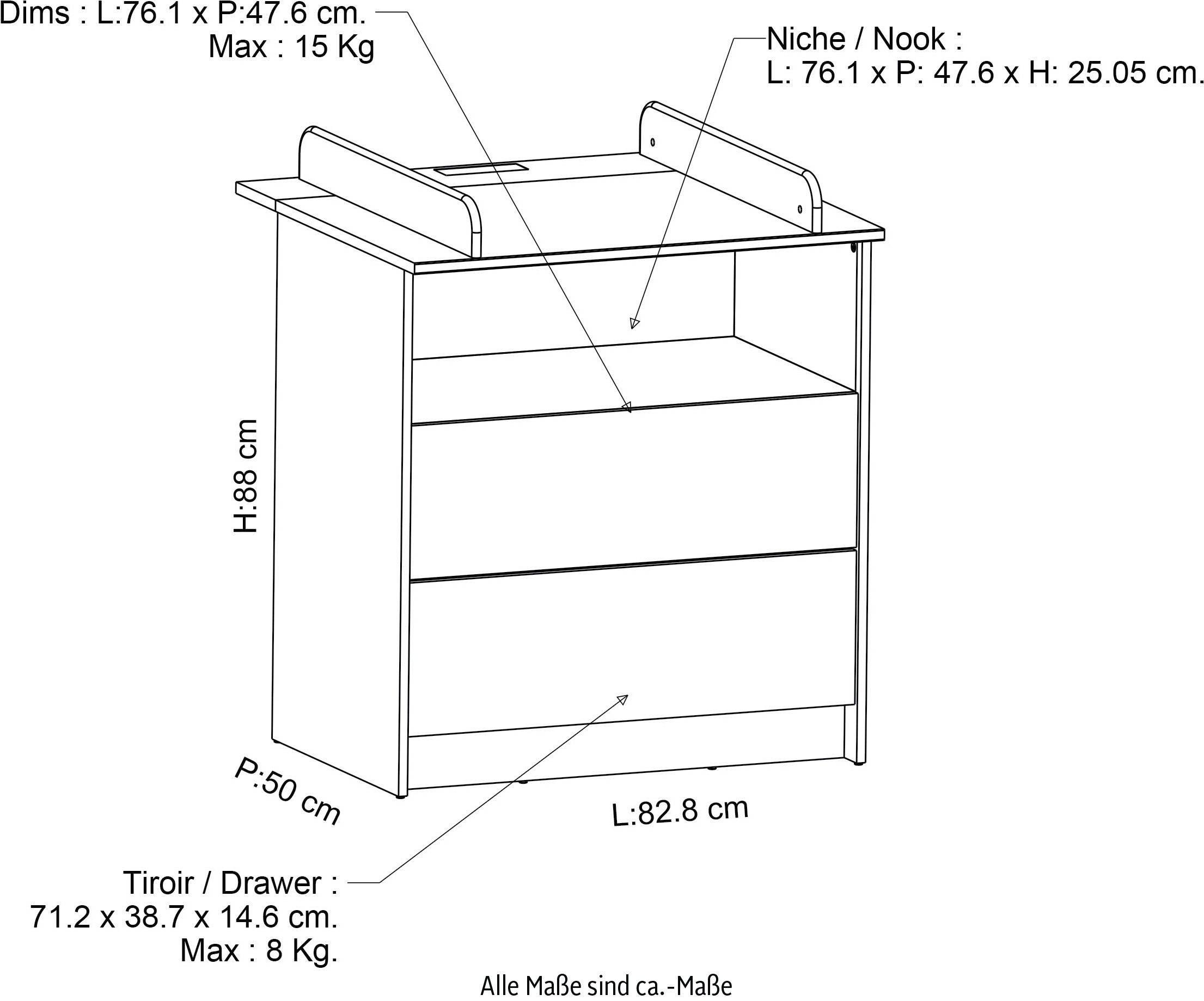 Demeyere GROUP Wickelkommode »Helicia«, 79,6 cm
