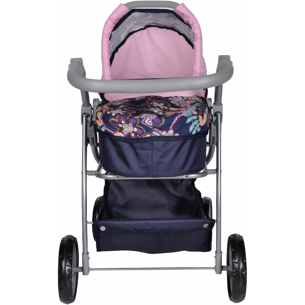 Knorrtoys® Kombi-Puppenwagen »Coco - Blau/Rosa/Blumen«, 2-in-1