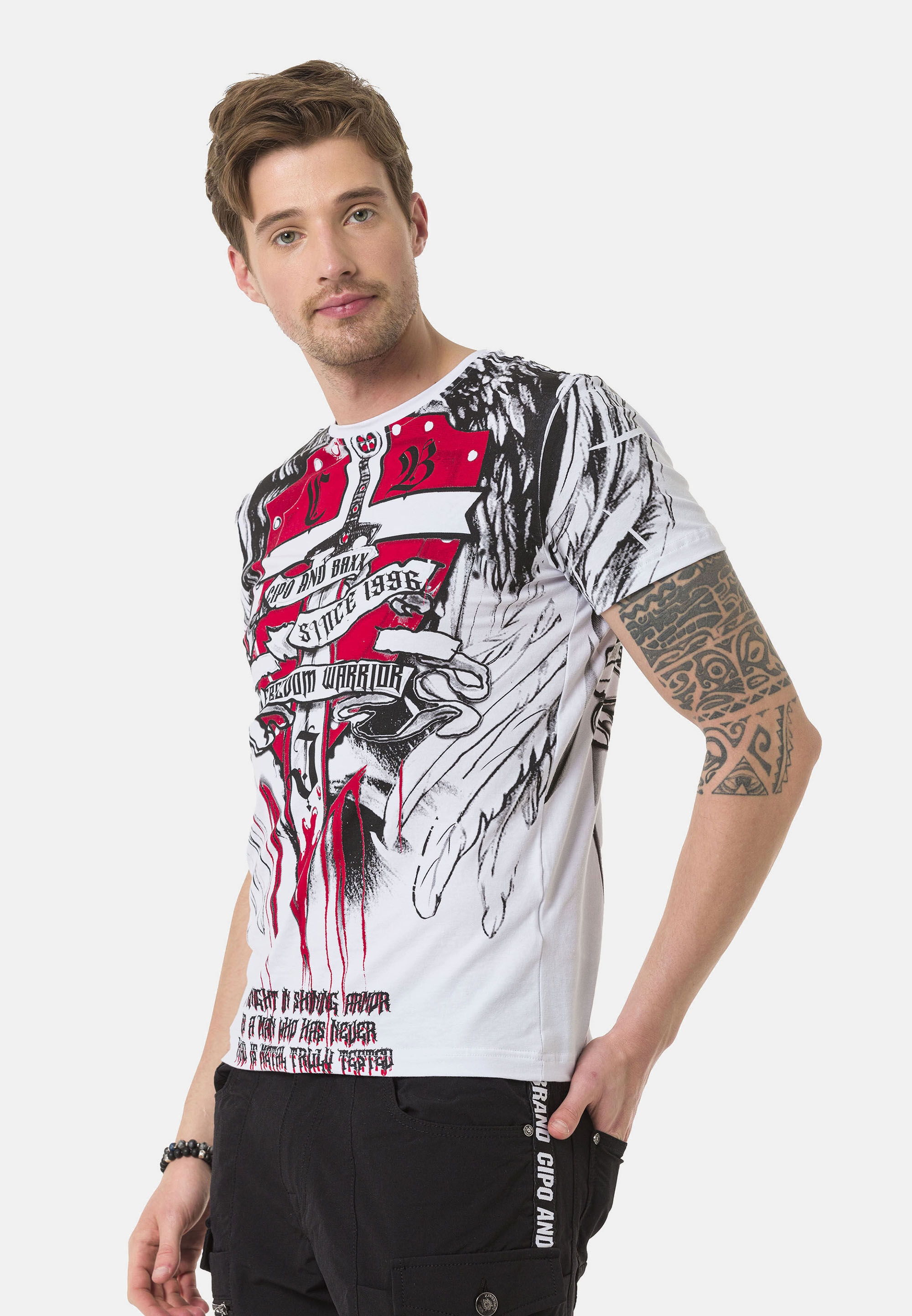 Cipo & Baxx T-Shirt »Cipo & Baxx T-Shirt« mit coolen Prints, Vorder- und Rückseite