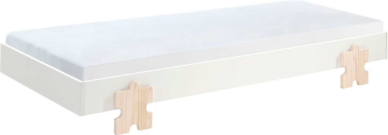 Vipack Kinderbett »Modulo, stapelbares Einzelbett, inkl. Rolllattenrost, 2 Farben«, (B/H/T ca. 203,6x93,8x48cm, Fuß Puzzle massiv, Bettseiten MDF lackiert), Liegefläche 90/200 cm, einzeln oder als 2-er Set erhältlich