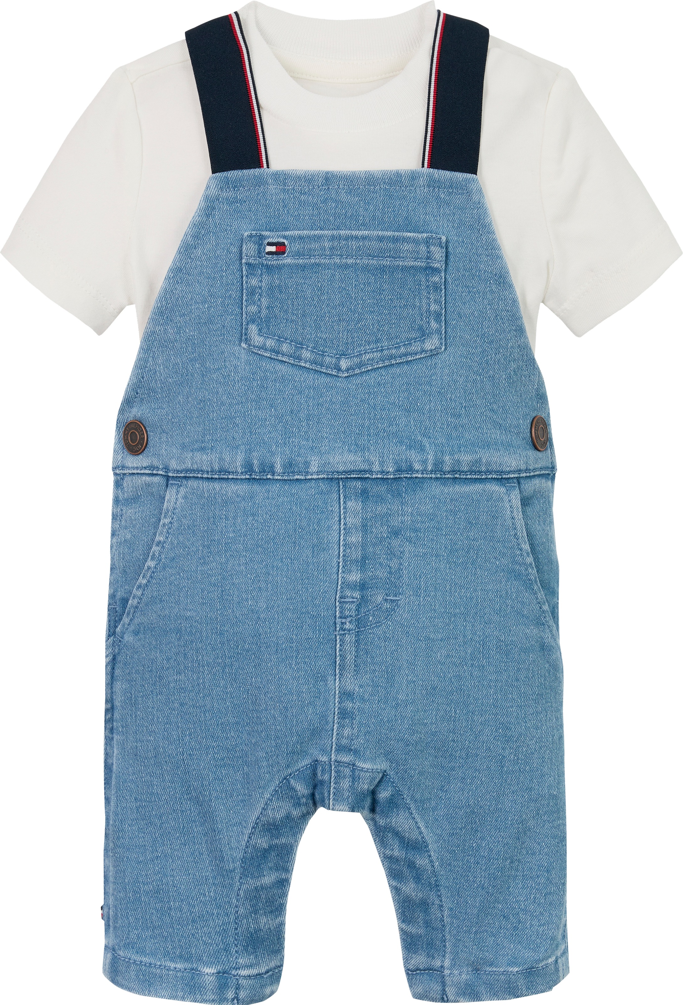 Tommy Hilfiger Latzhose »DENIM DUNGAREE«, mit Logostickereien, mit Knopfverschluss