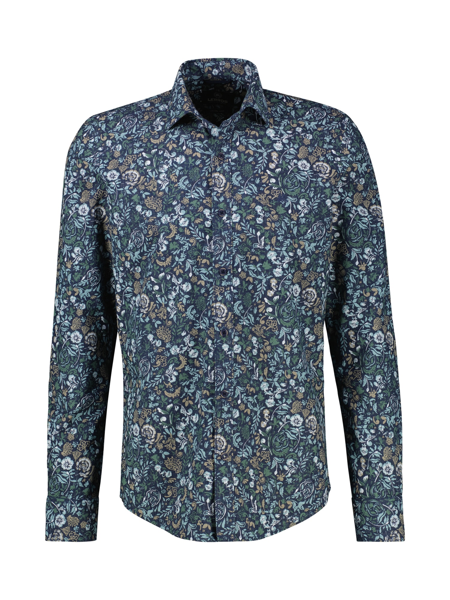 LERROS Langarmhemd »Herrenhemd mit floralem Print aus leichtem Baumwollmix«