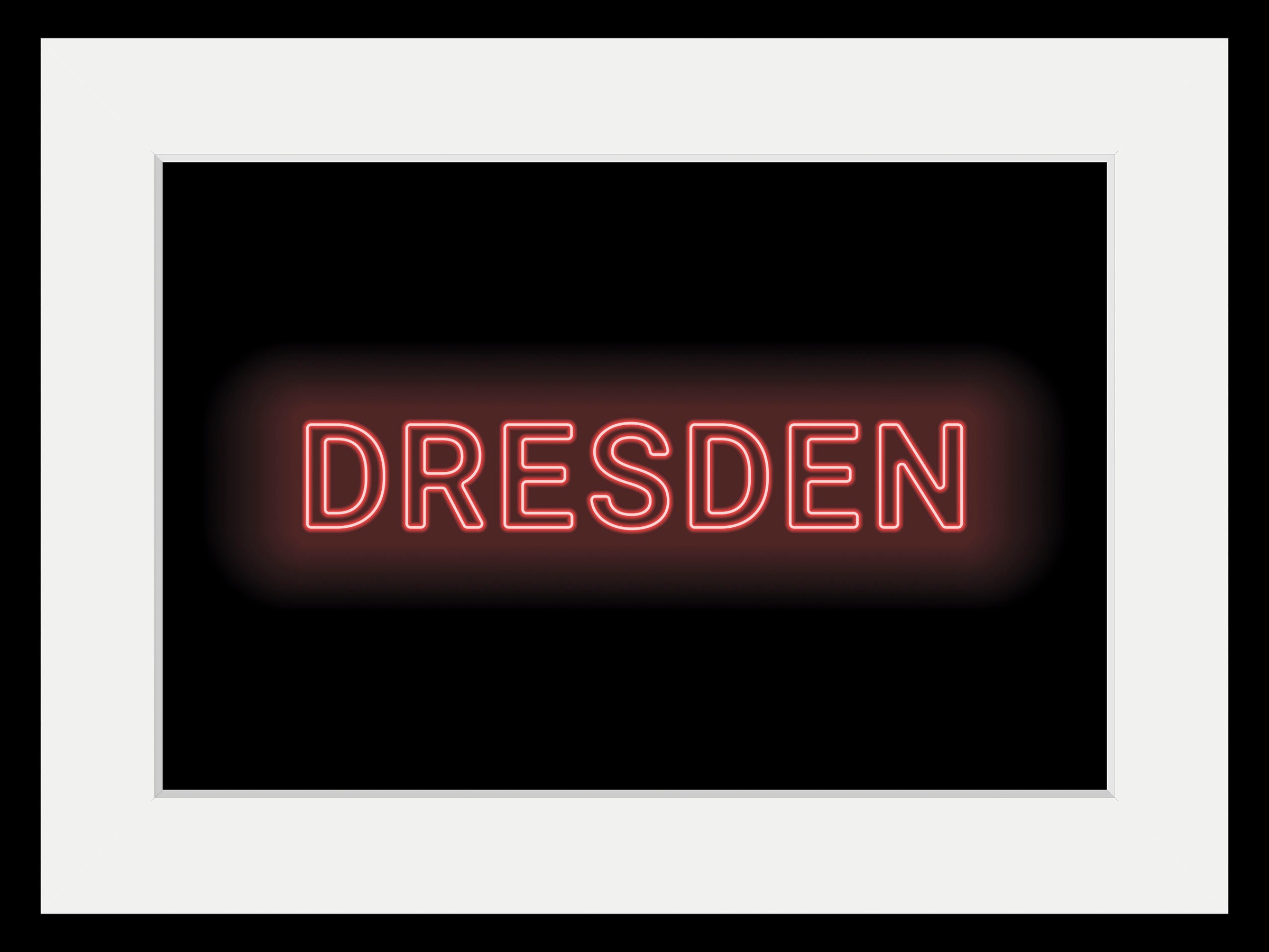 queence Bild »DRESDEN LIGHTS«, Städte-Schriftzug-Dresden, (1 St.), HD Premium Poster-Druck inkl. Holzrahmen