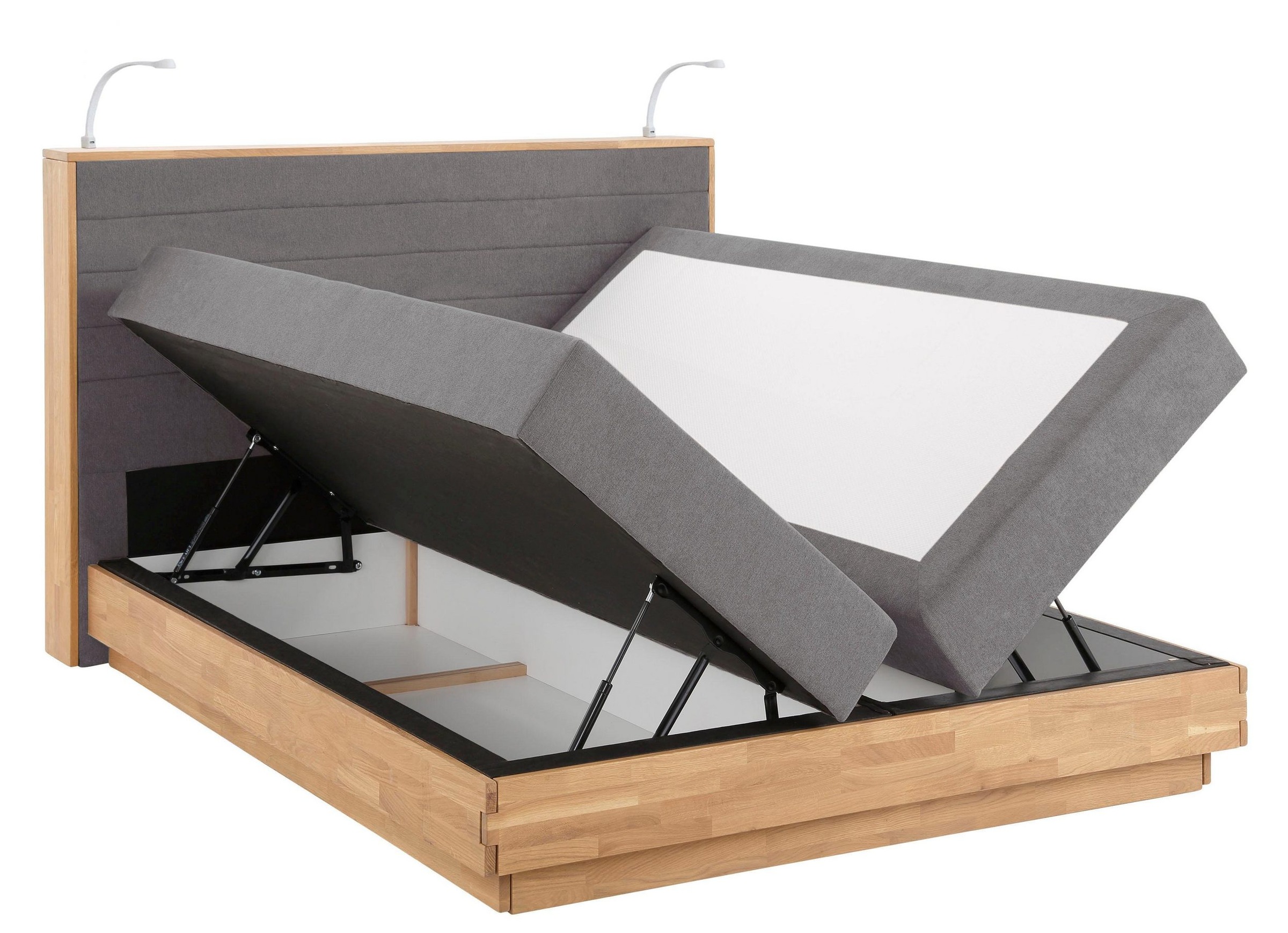 Home affaire Boxspringbett »Cavan«, Eiche, inkl. Bettkasten & Topper, verschiedene Härtegrade (auch H4)